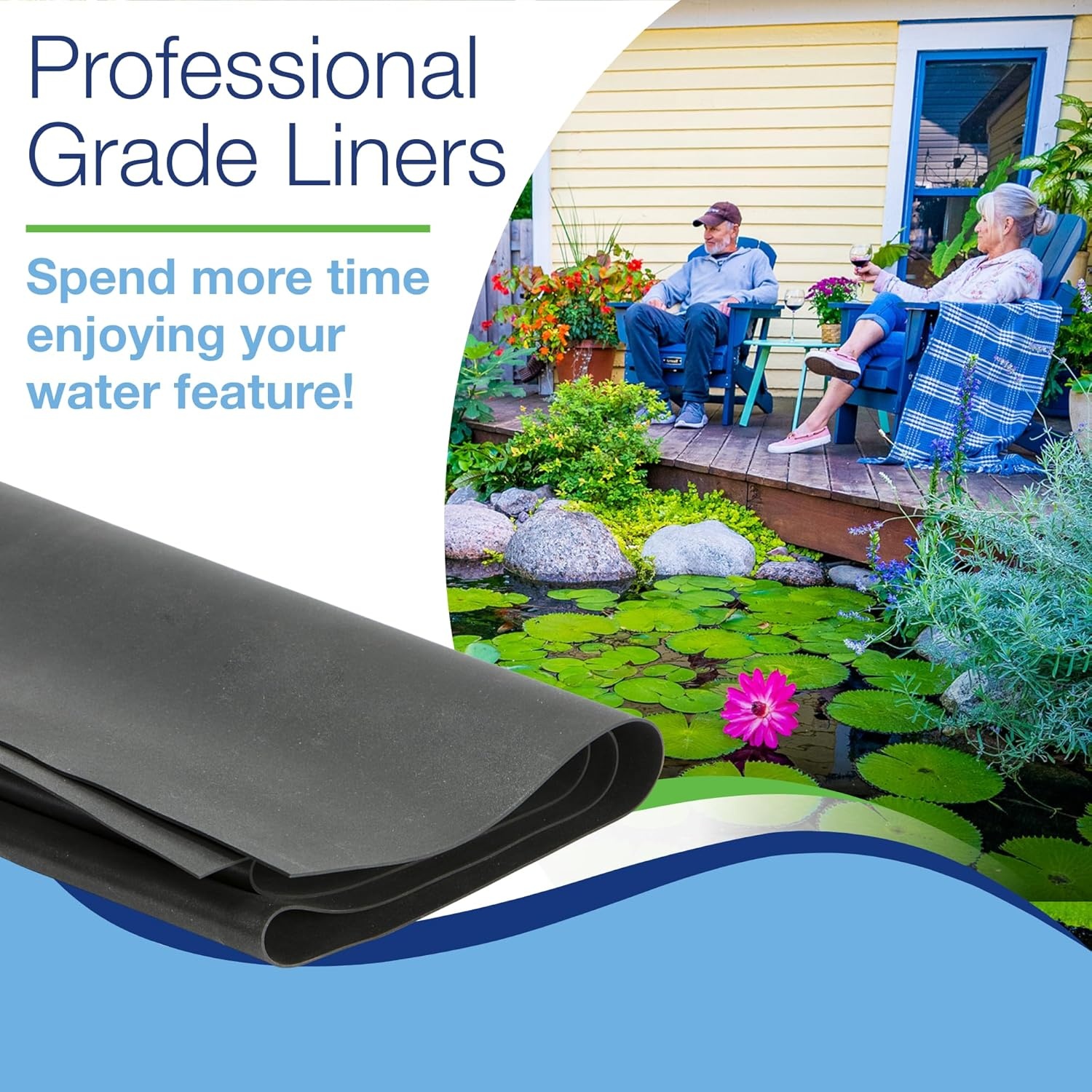 Aquascape 29196 Liner Roll 20′ x 50′ 45 mil EPDM for Pond Water Feature Waterfall Landscape and Garden