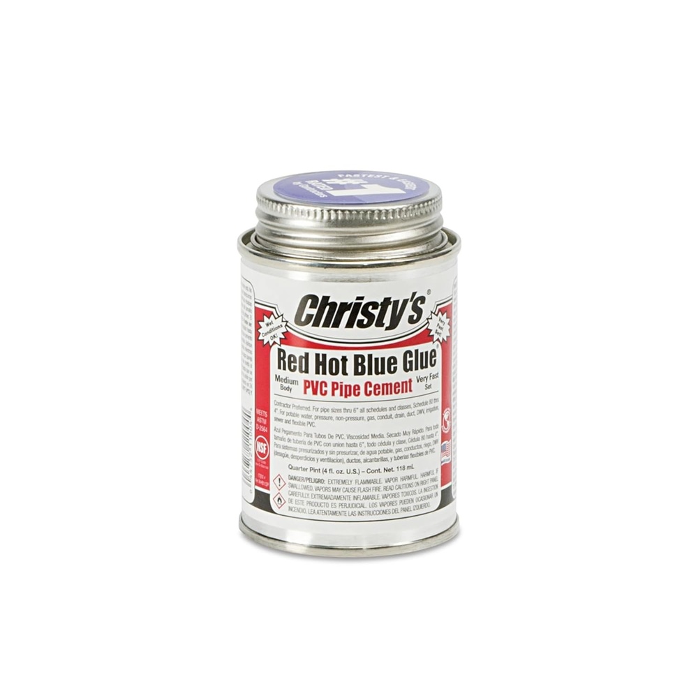 PVC Cement Christy’s Red Hot Blue Glue 29969 Wet Dry for Pond Water Feature Waterfall Landscape and Garden