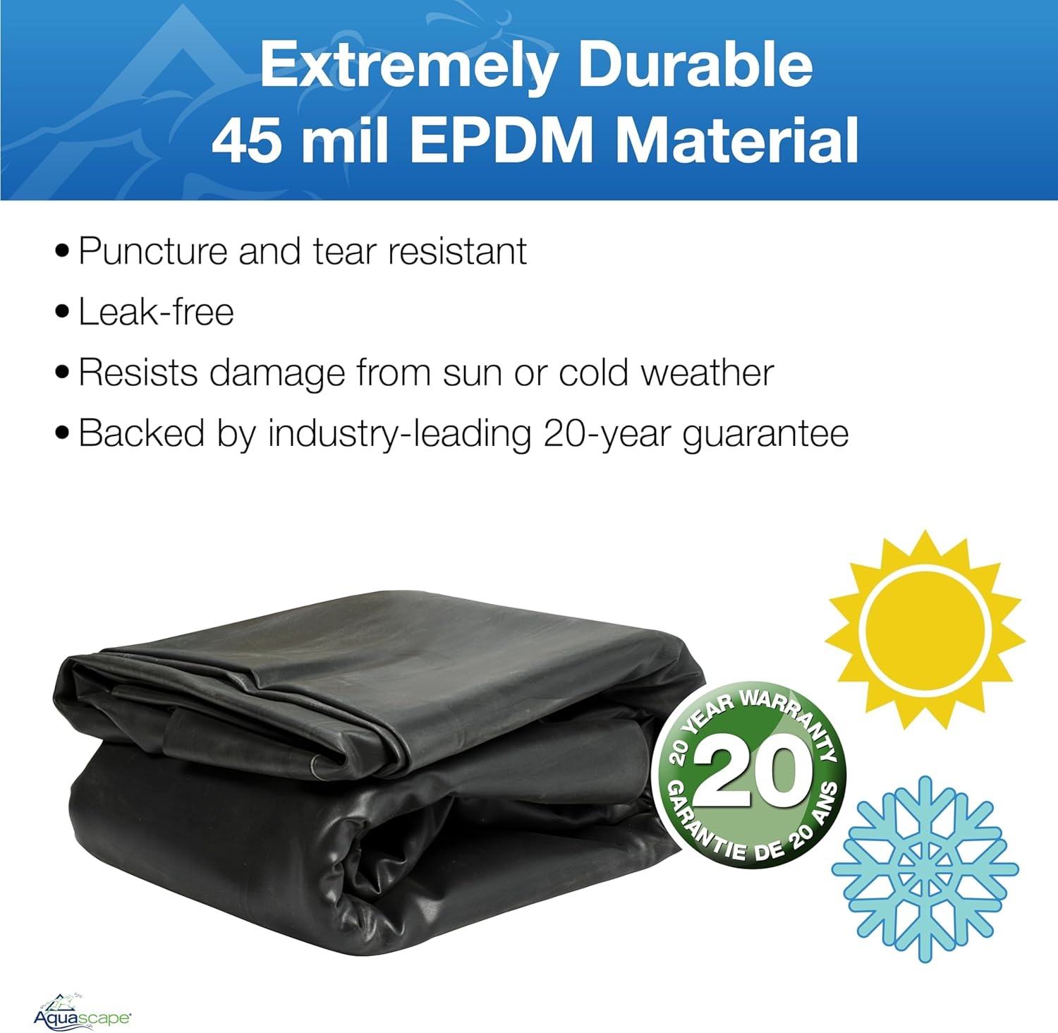 Aquascape PRO Grade EPDM Boxed 45 Mil Liner for Pond, Waterfall, and Water Features, 20 x 25 Feet | 85004(20 x 25 Feet)