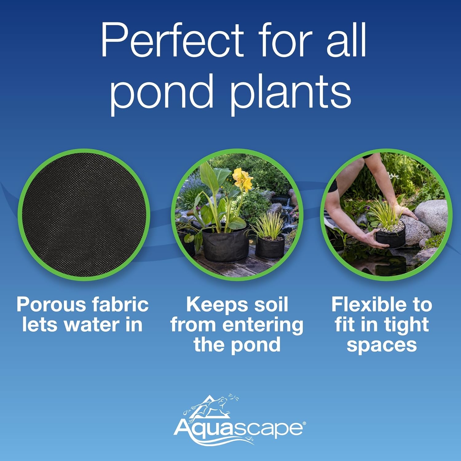 Aquascape 98500 Fabric Plant Pot 12″ Round x 8″ Deep (2 Pack) for Pond Water Feature and Garden(6 x 6 in)