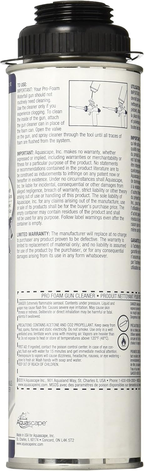 Aquascape Professional Foam Gun Cleaner for Pond, Waterfall, and Water Features, 12-Ounce