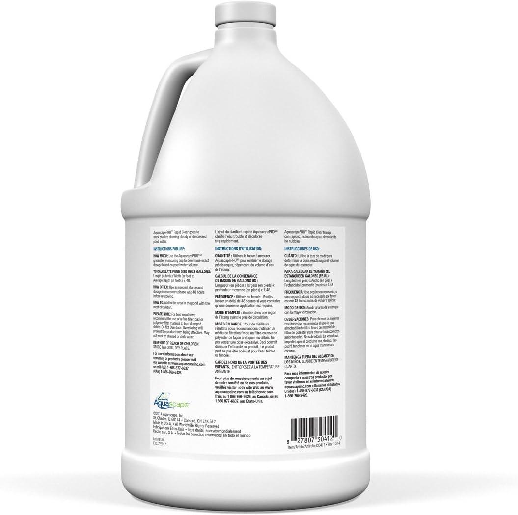Aquascape 30412 AquascapePRO Rapid Clear Liquid Treatment for Pond Water Feature Waterfall Stream, 1 Gallon