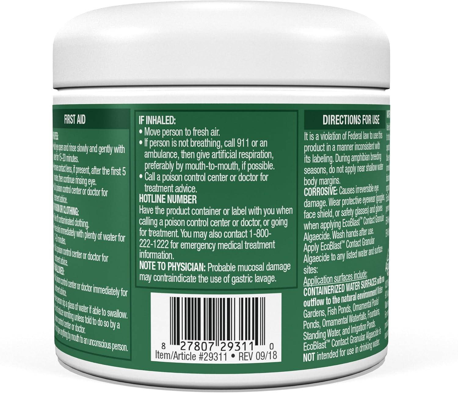Aquascape EcoBlast Contact Granular Algaecide for Ponds, Waterfalls, Fountains, Streams, and Rocks, 7 lb / 3.2 kg, 29313(8.8 Ounces)