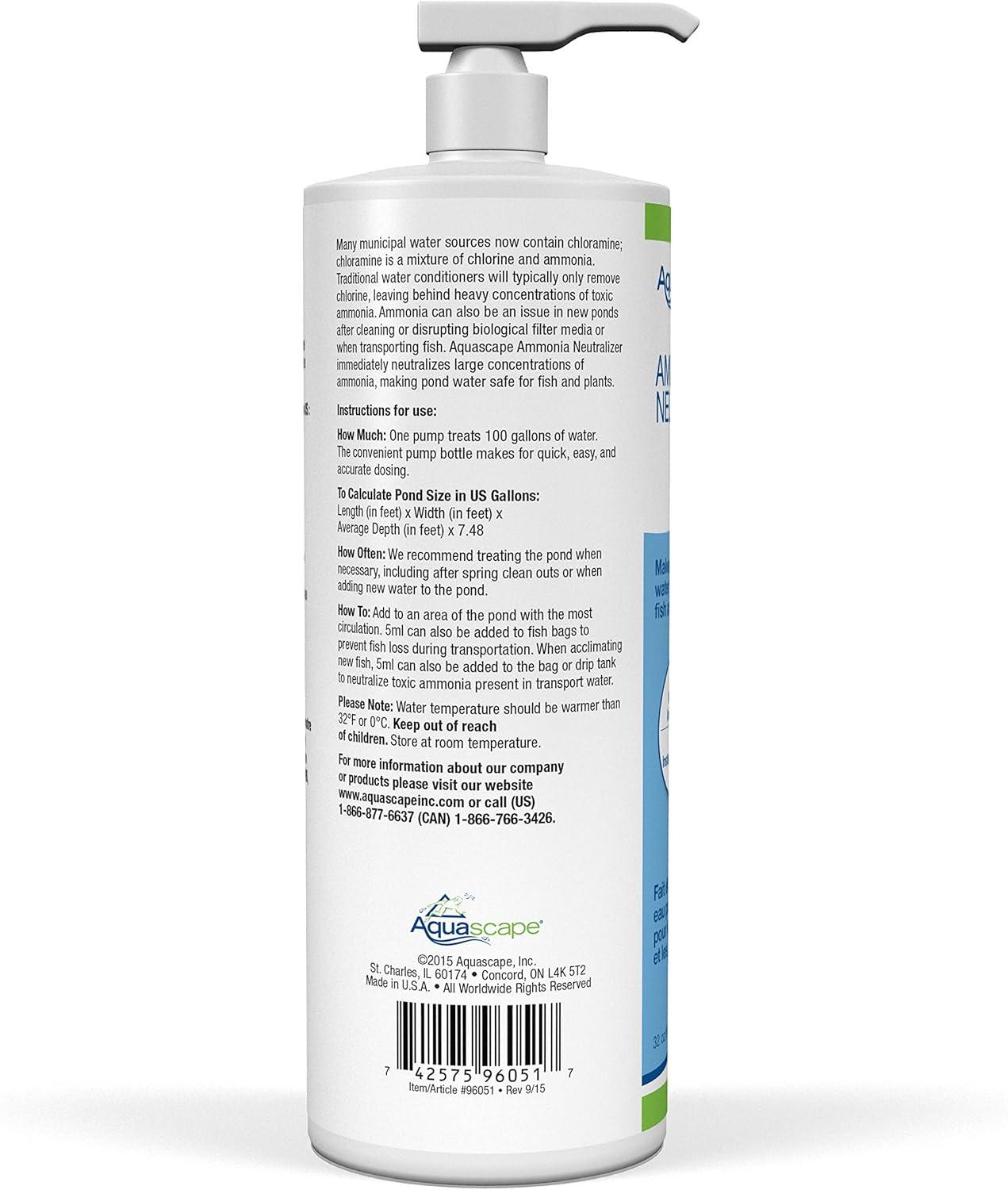 Aquascape Ammonia Neutralizer Water Treatment for Ponds (32 Oz / 946 ml)