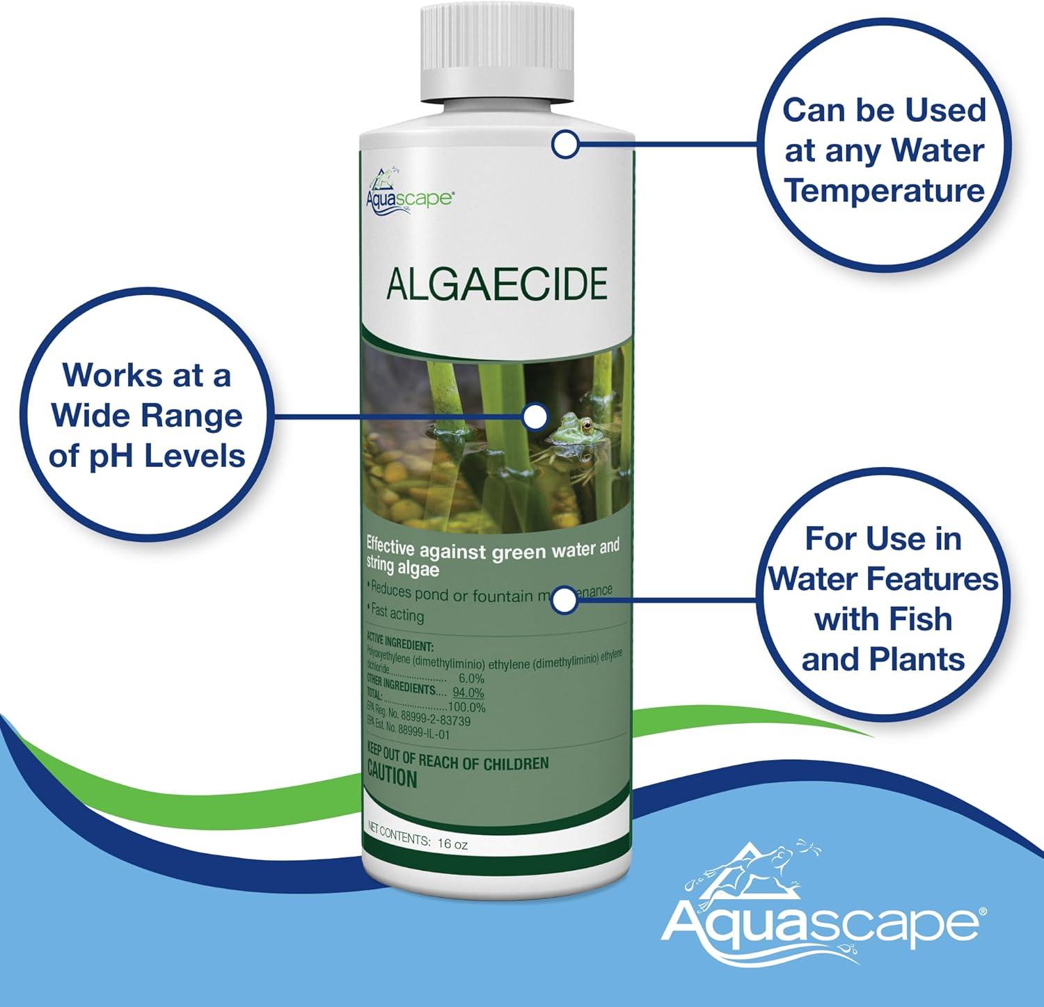 Aquascape Algaecide for Pond, Waterfall, and Water Features, 2.5-Gallon, 96053(32 oz / 946 ml)