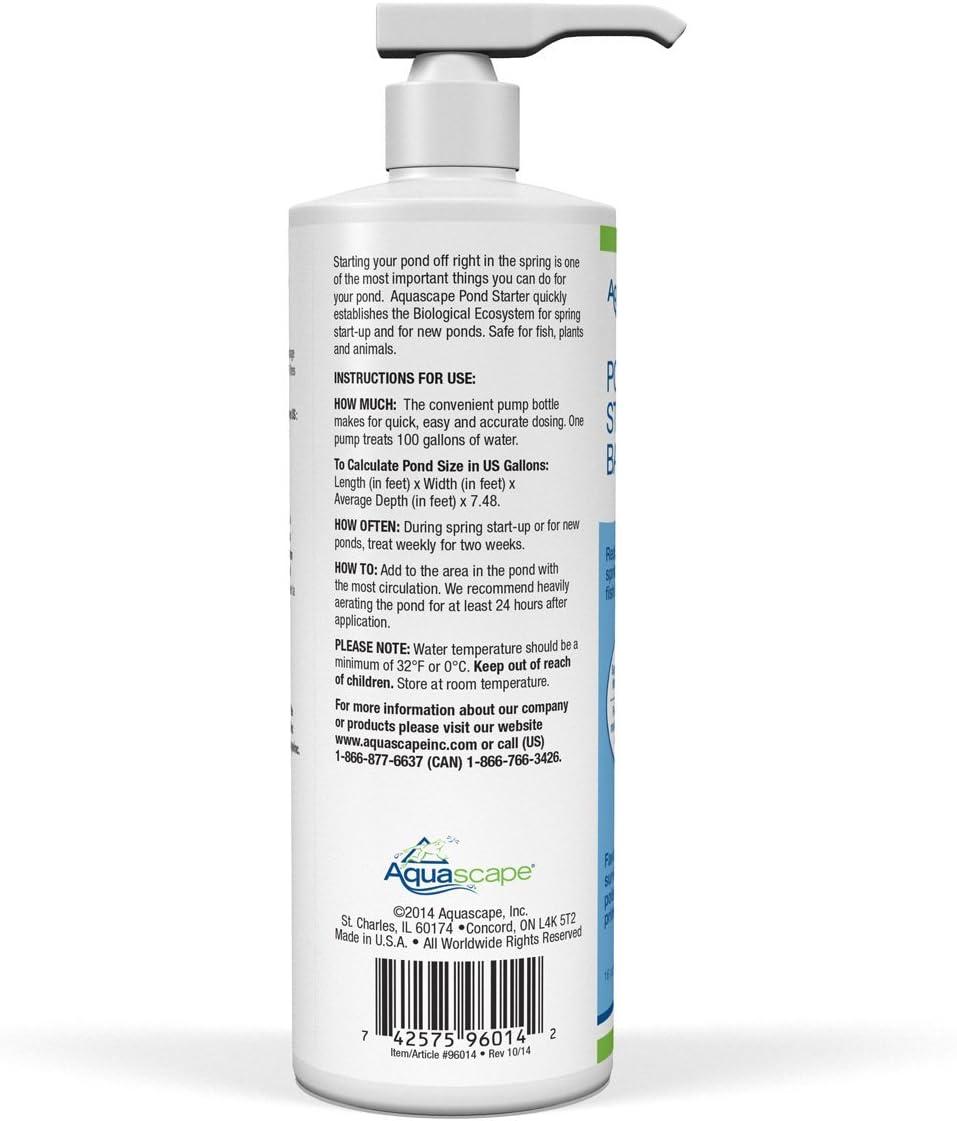 Aquascape 96013 Pond Starter Bacteria Treatment Liquid 250 ml/8.5 oz for Water Feature Ecosystem, Small(473-ml / 16-oz)