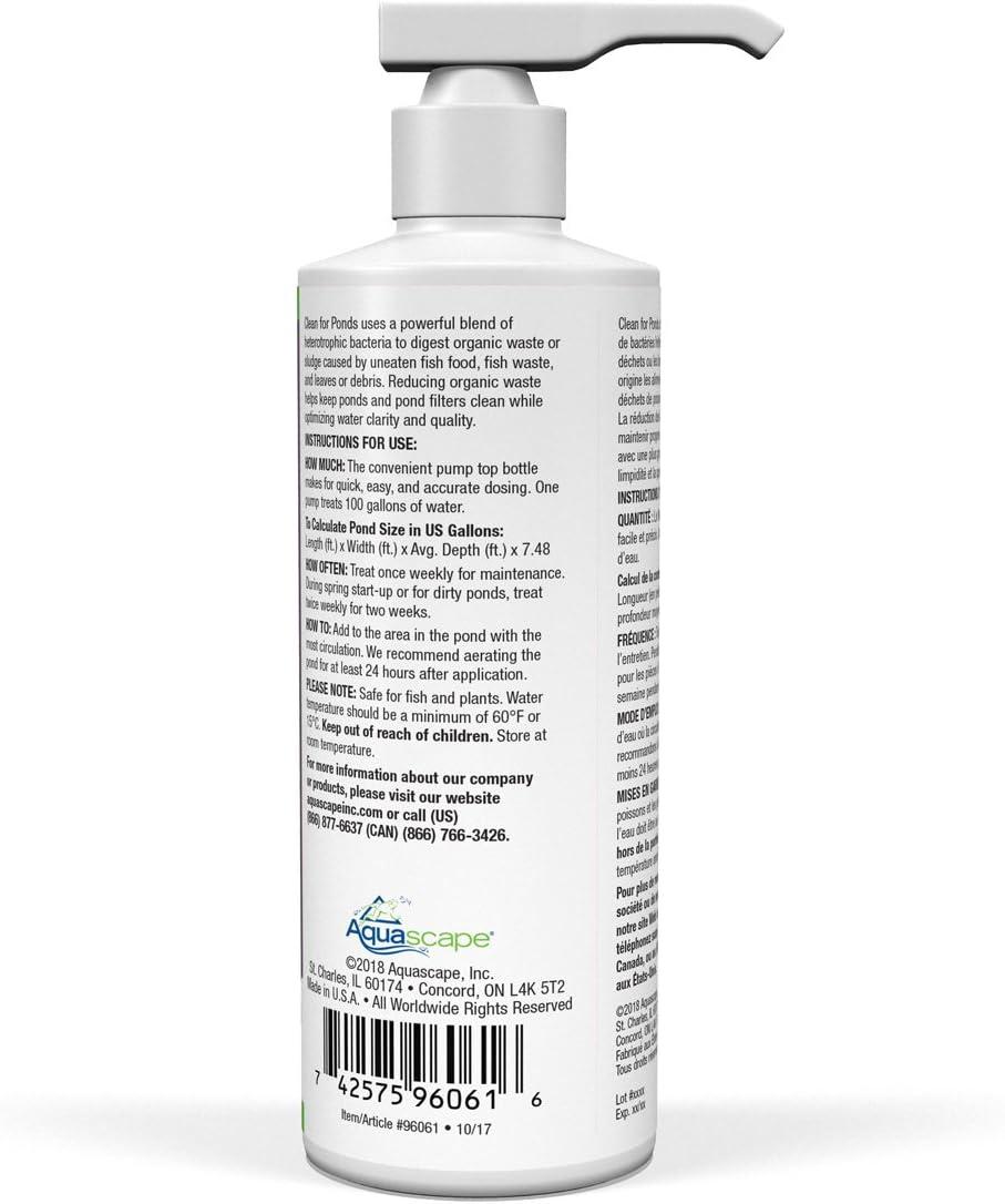 Aquascape Clean Water Treatment for Koi and Fish Ponds, Optimize Water Clearity and Quality, Easy to Use, Powerful Blend of Heterotrophic Bacteria, 32 Ounce / 946-ml, 96063(8-ounces)
