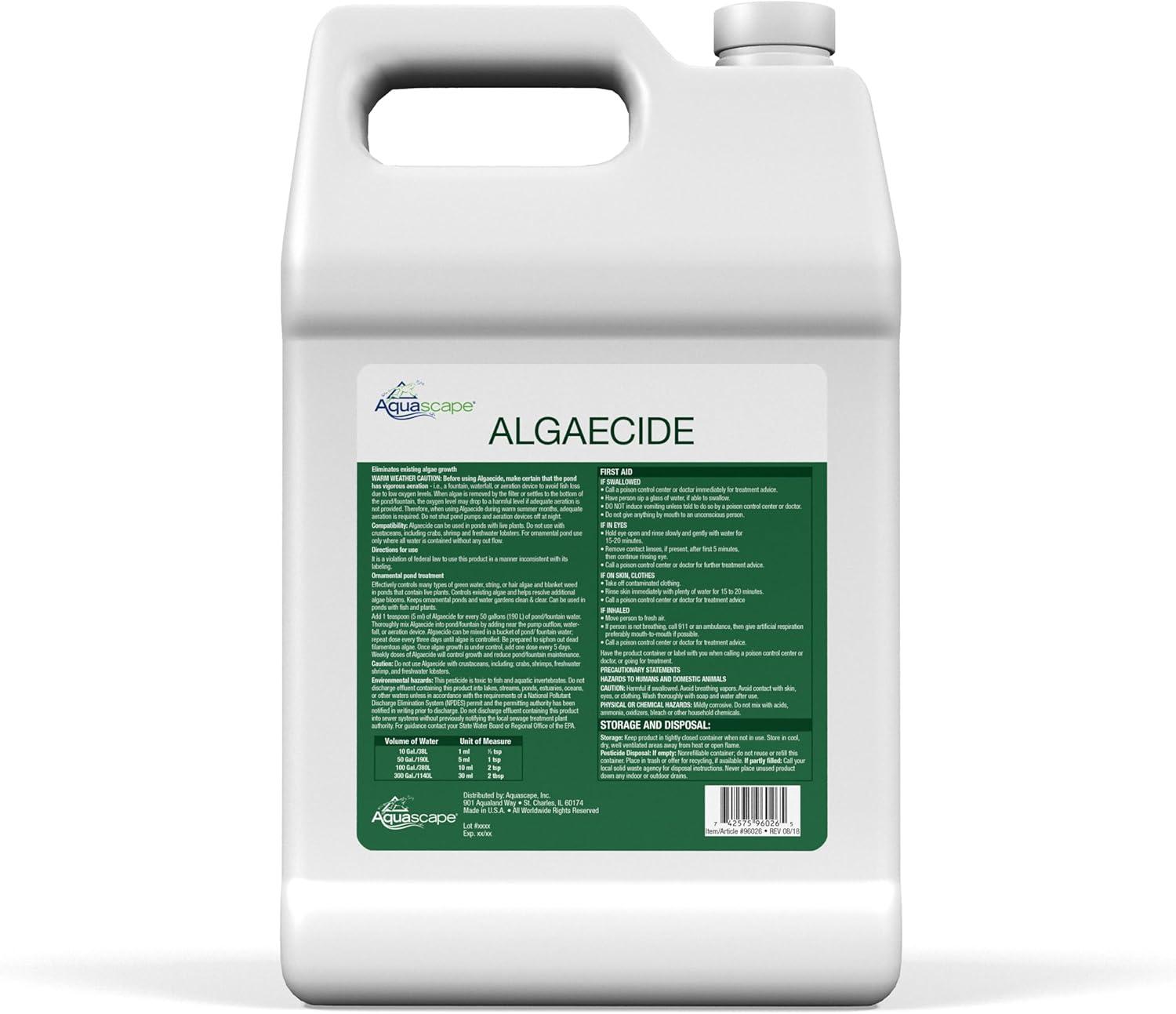 Aquascape Algaecide for Pond, Waterfall, and Water Features, 2.5-Gallon, 96053(1 Gallon / 3.78 L)