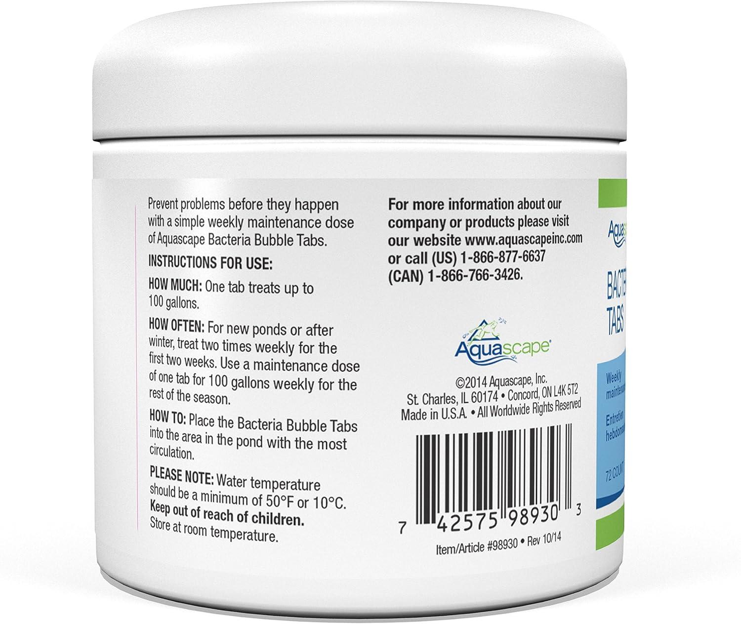 Aquascape 98951 Beneficial Bacteria Bubble Tabs for Pond and Water Features, 36-Count(72 Tabs)