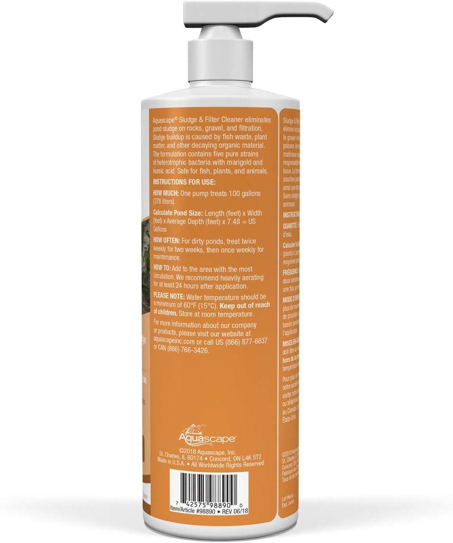 Aquascape 98891 Sludge and Filter Cleaner Treatment Liquid 1 Ltr/33.8 oz for Pond Water Feature Waterfall and Garden(473-ml / 16-oz)