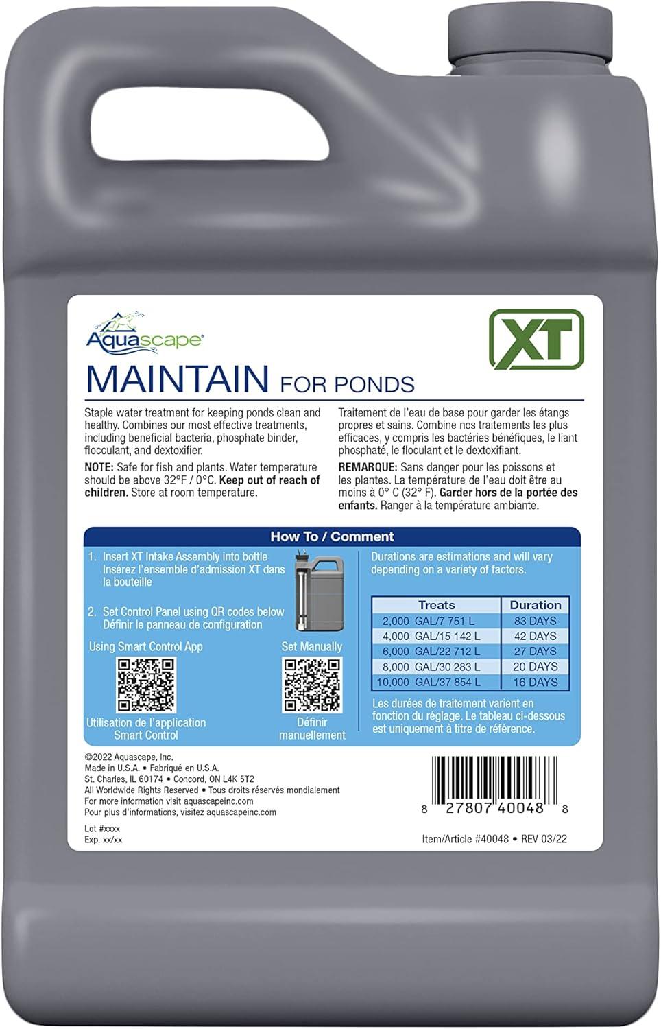 Aquascape Maintain Water Treatment for Smart Pond Dosing System XT, 1 Gal / 3.78L, 40049(0.5 gallon)