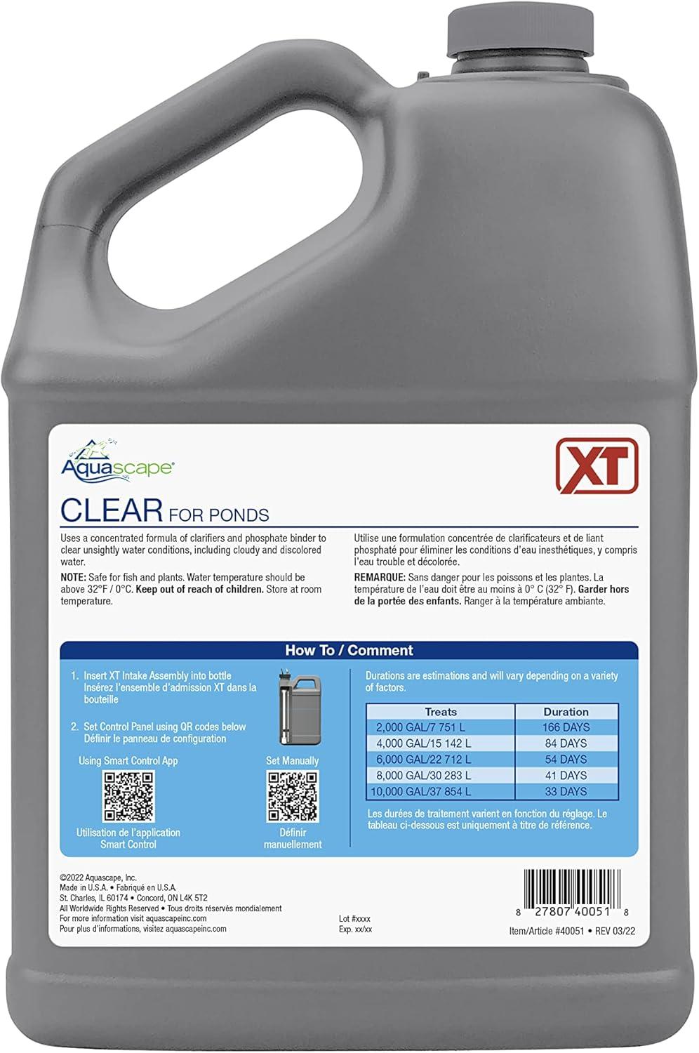 Aquascape Clear Water Treatment for Smart Pond Dosing System XT, 1 Gal / 3.78L, 40051(1 Gal)