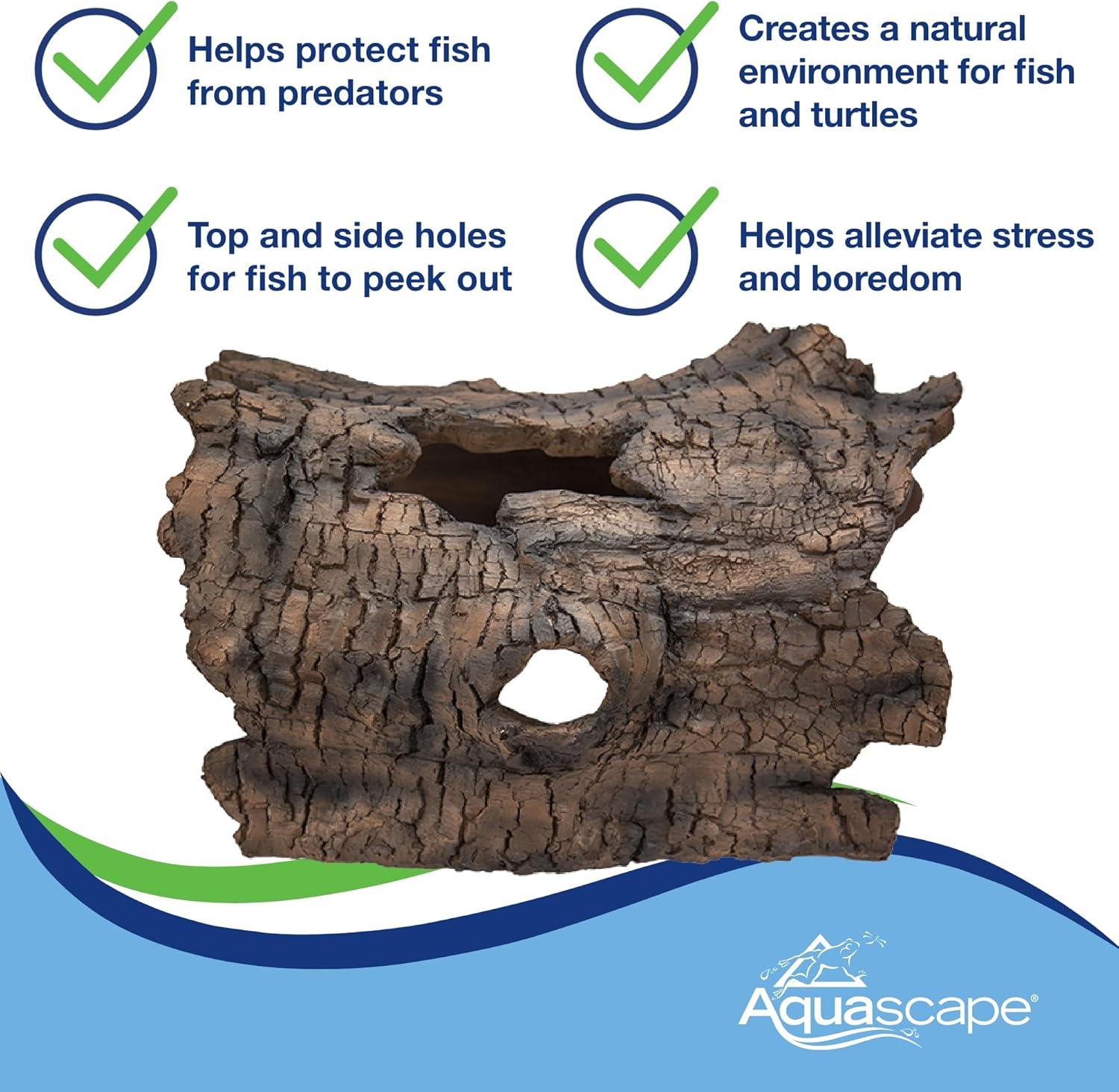 Aquascape Faux Log Fish Cave for Pond, Koi Predator Control | 78324(Log)