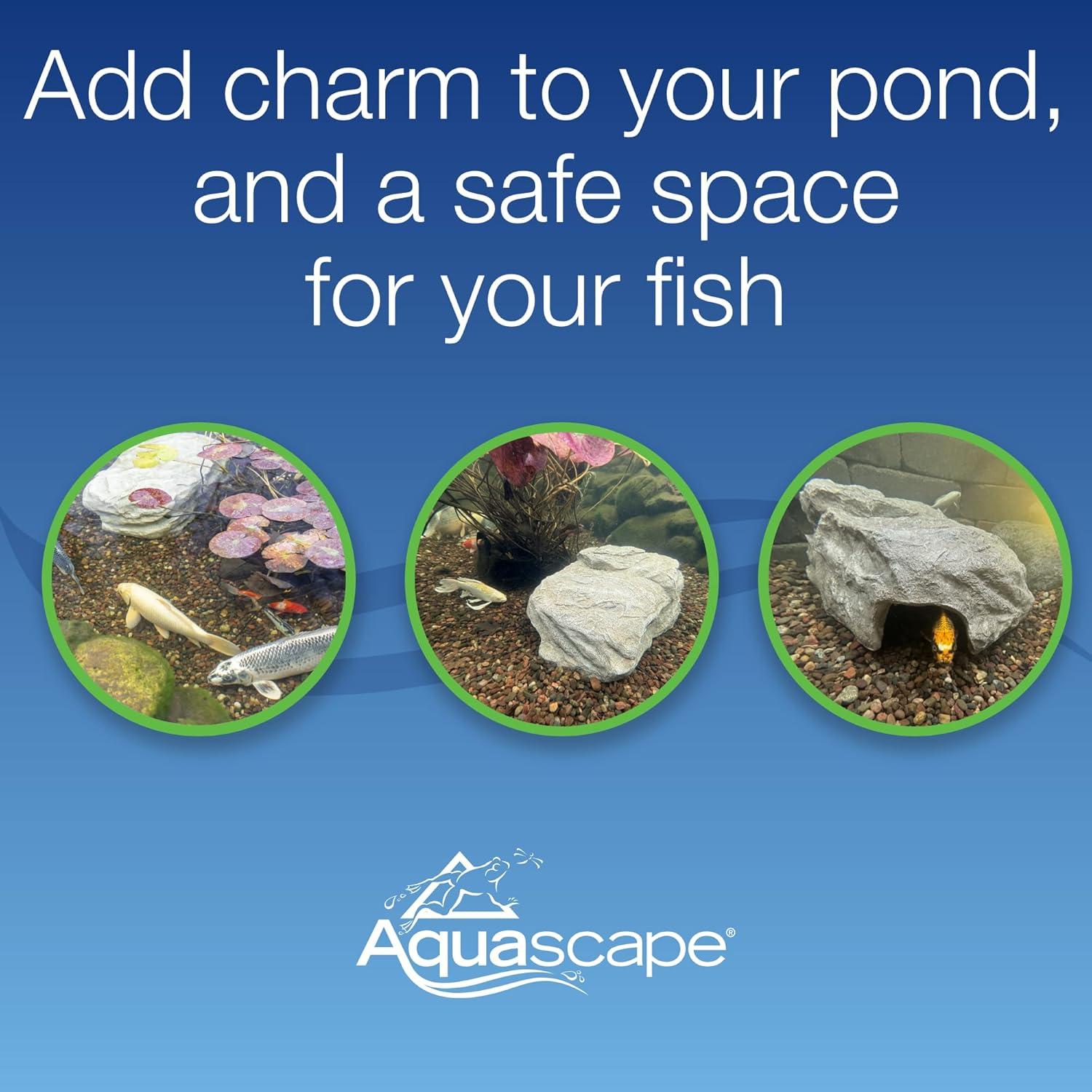 Aquascape Faux Log Fish Cave for Pond, Koi Predator Control | 78324(Rock)