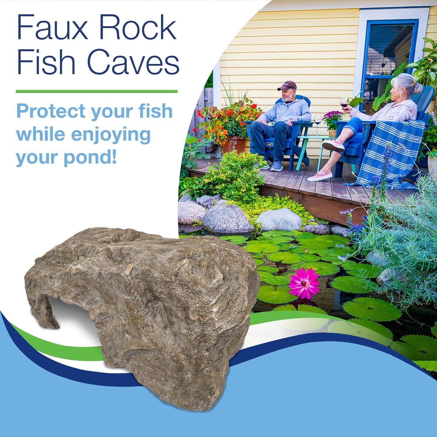 Aquascape Faux Log Fish Cave for Pond, Koi Predator Control | 78324(Rock)