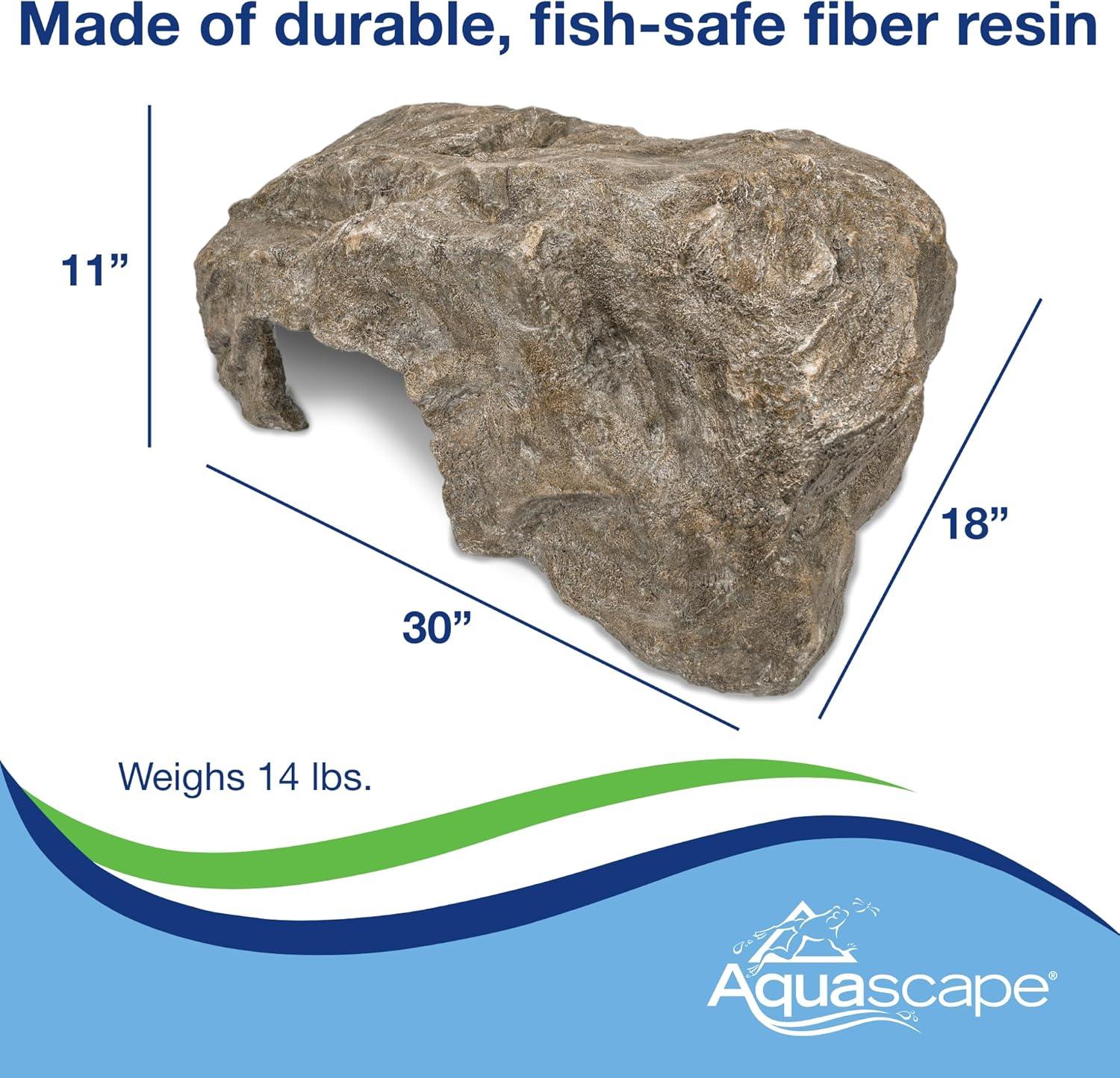 Aquascape Faux Log Fish Cave for Pond, Koi Predator Control | 78324(Rock)