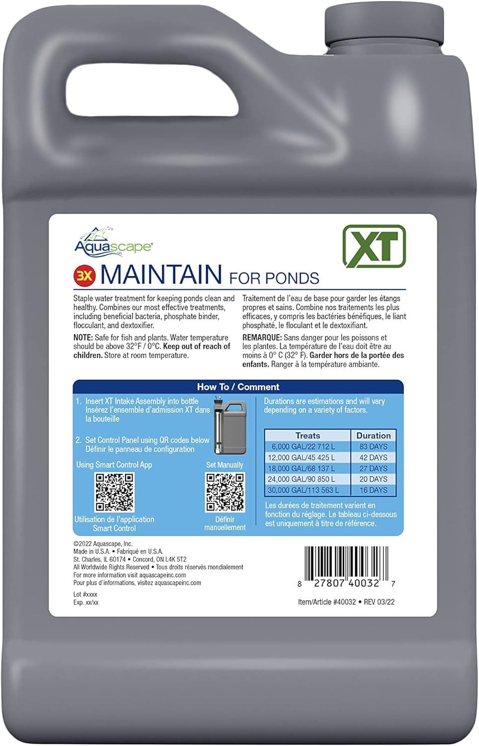 Aquascape 3X Maintain Water Treatment for Smart Pond Dosing System XT, 64 oz / 1.89L, 40032(0.5 gallon)