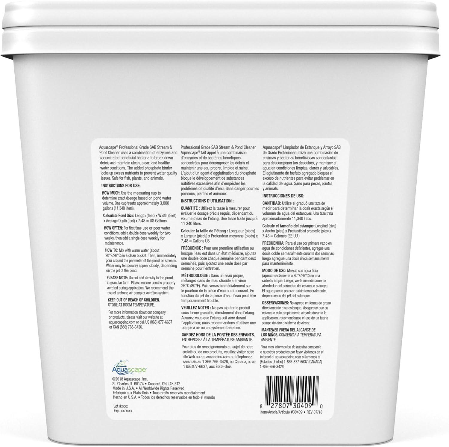 Aquascape 30409 AquascapePRO SAB Stream and Pond Cleaner Dry Treatment for Pond Water Feature Waterfall Stream, 9 lbs