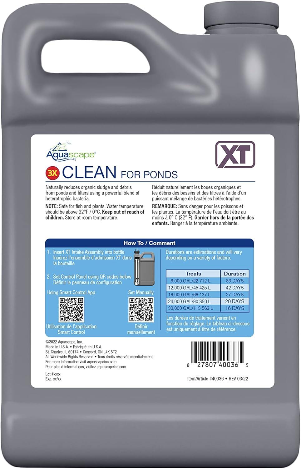 Aquascape 3X Clean Water Treatment for Smart Pond Dosing System XT, 1 Gal / 3.78L, 40037(64 oz)