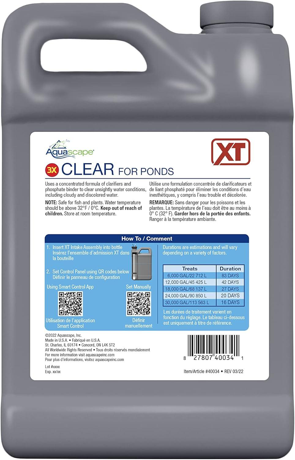 Aquascape 3X Clear Water Treatment for Smart Pond Dosing System XT, 1 Gal / 3.78L, 40035(64 oz)
