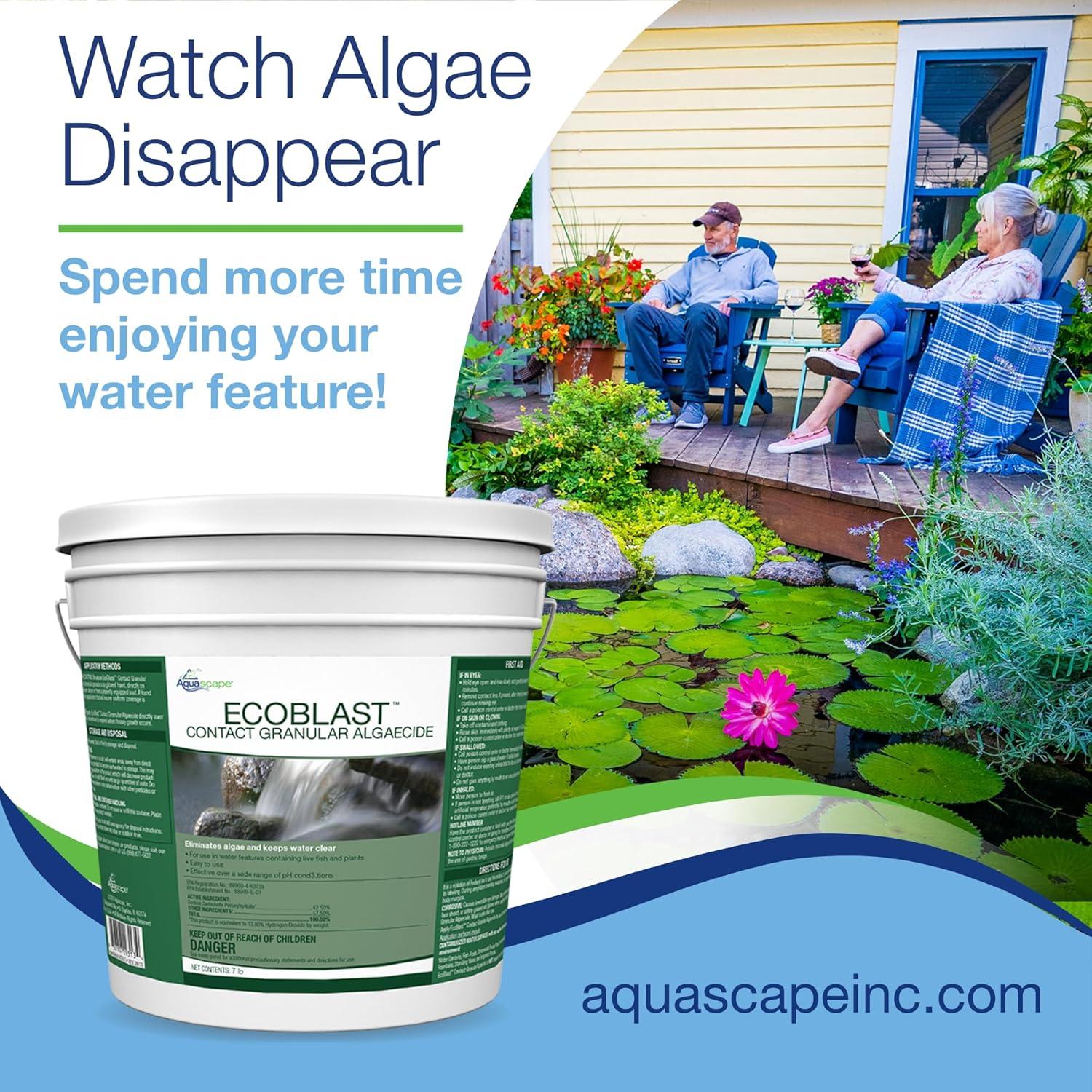 Aquascape EcoBlast Contact Granular Algaecide for Ponds, Waterfalls, Fountains, Streams, and Rocks, 7 lb / 3.2 kg, 29313(7 Pounds)