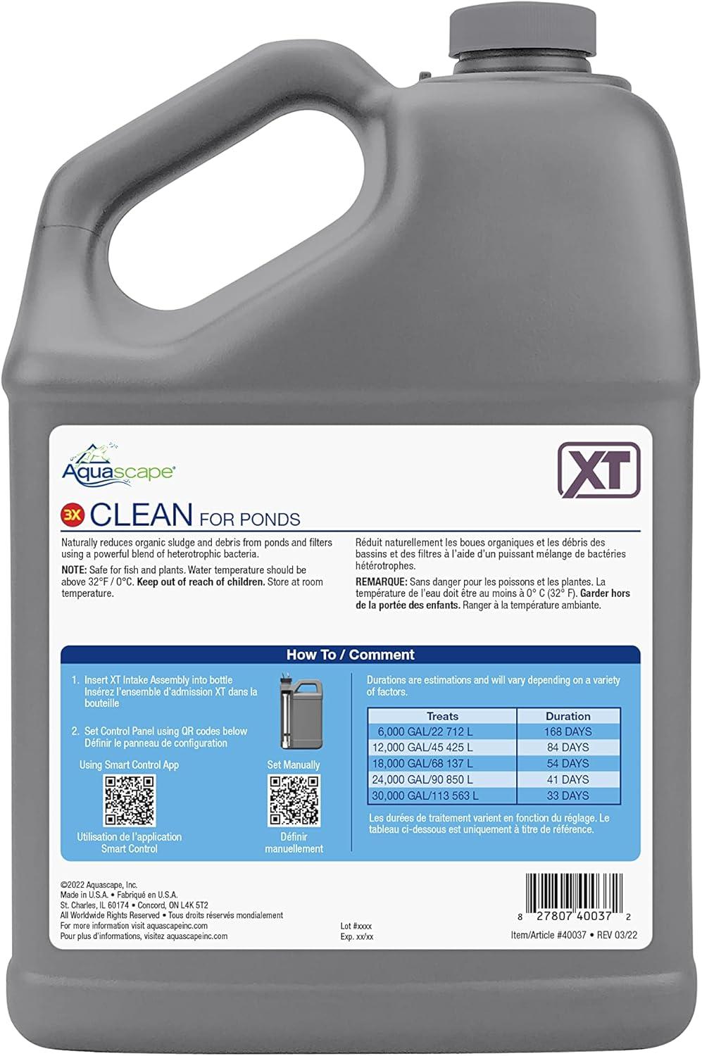 Aquascape 3X Clean Water Treatment for Smart Pond Dosing System XT, 1 Gal / 3.78L, 40037(1 Gal)