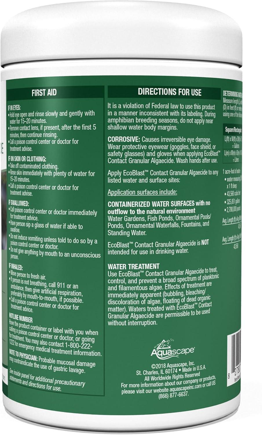 Aquascape EcoBlast Contact Granular Algaecide for Ponds, Waterfalls, Fountains, Streams, and Rocks, 7 lb / 3.2 kg, 29313(2.4 Pounds)