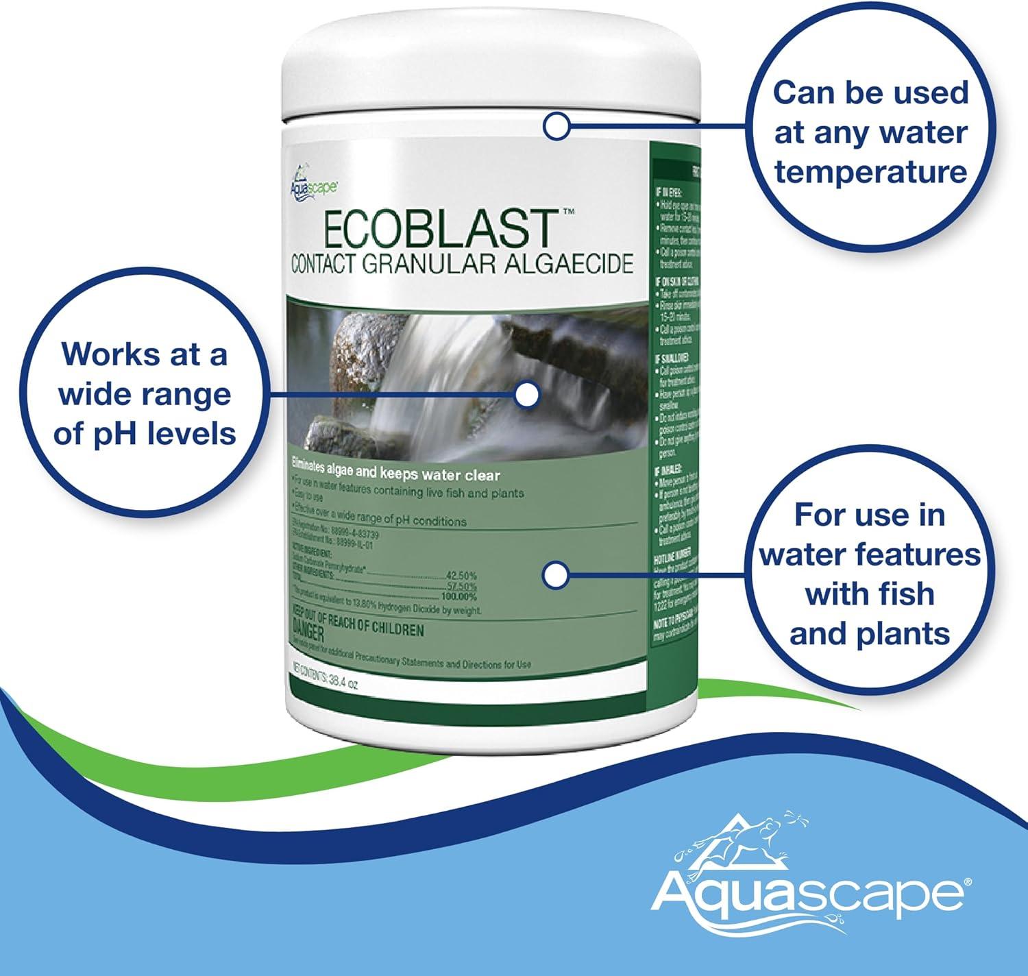 Aquascape EcoBlast Contact Granular Algaecide for Ponds, Waterfalls, Fountains, Streams, and Rocks, 7 lb / 3.2 kg, 29313(2.4 Pounds)