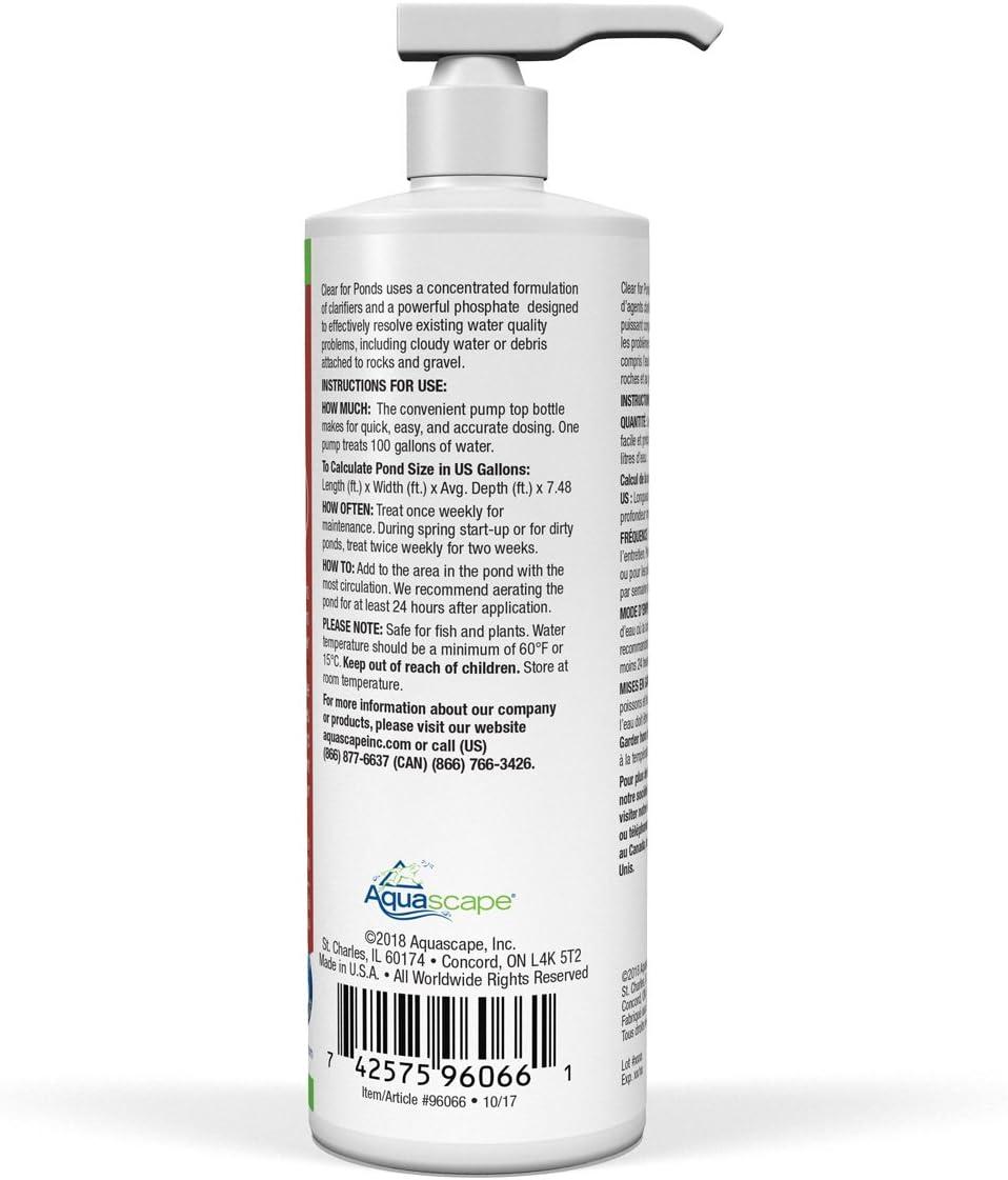 Aquascape Clear Water Treatment for Koi and Fish Ponds, Blend of Clarifiers to Clear Cloudy or Discolored Water and Reduce Debris | 4 (16-Ounces)(16-ounces)