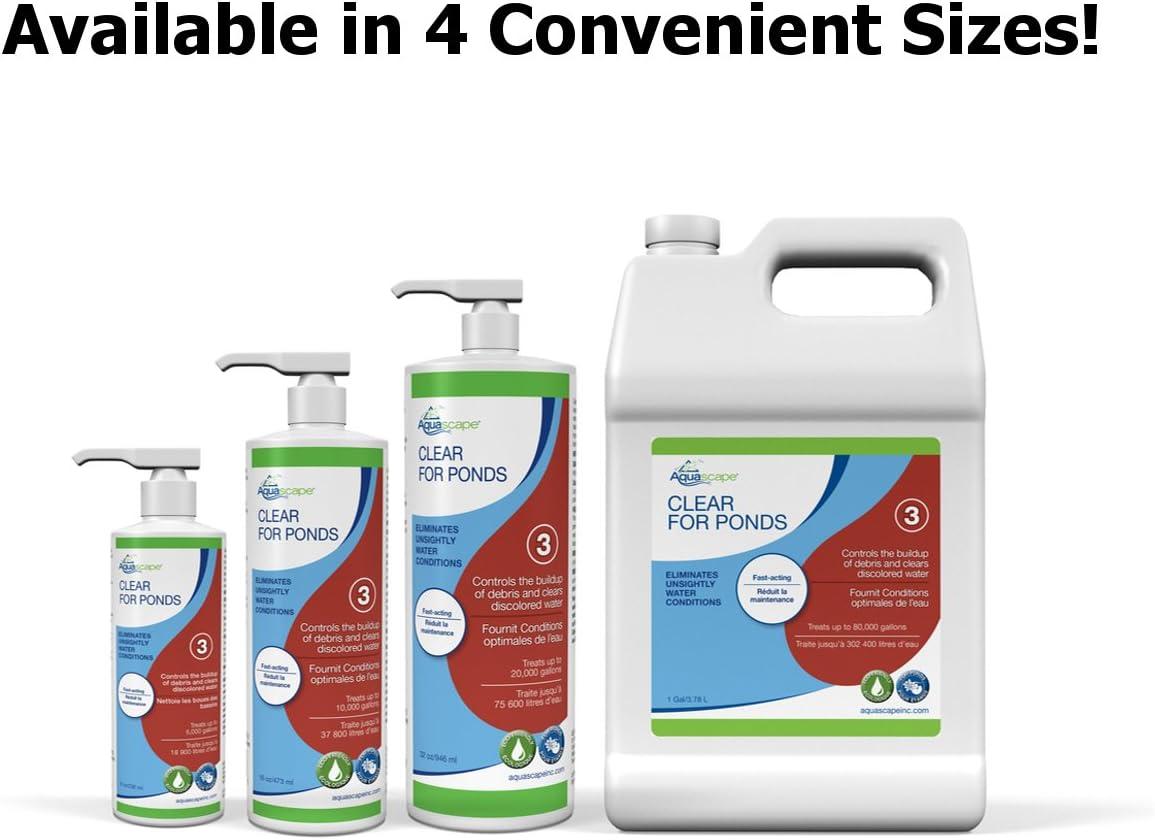 Aquascape Clear Water Treatment for Koi and Fish Ponds, Blend of Clarifiers to Clear Cloudy or Discolored Water and Reduce Debris | 4 (16-Ounces)(16-ounces)