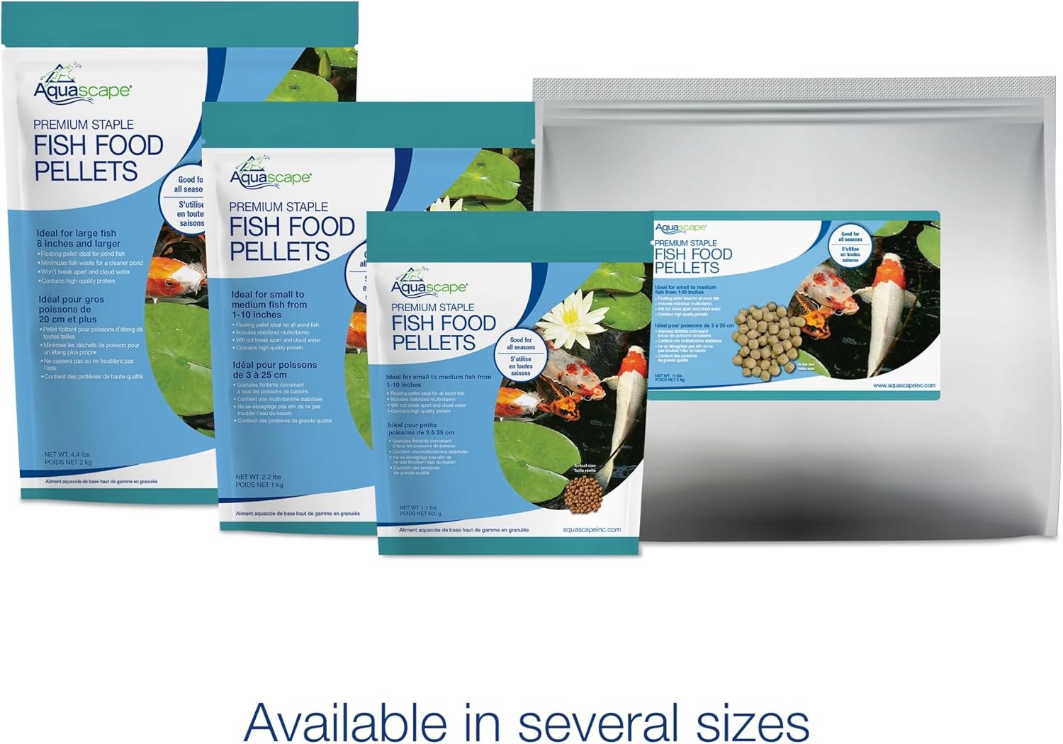 Aquascape Premium Staple Pond and Koi Fish Food, Mixed Pellet Size, 1.1 Pound (500 g), 81050(4.4 Pound (Pack of 1))