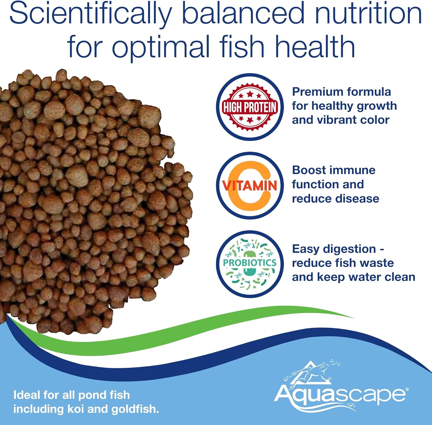 Aquascape Premium Staple Pond and Koi Fish Food, Mixed Pellet Size, 1.1 Pound (500 g), 81050(4.4 Pound (Pack of 1))