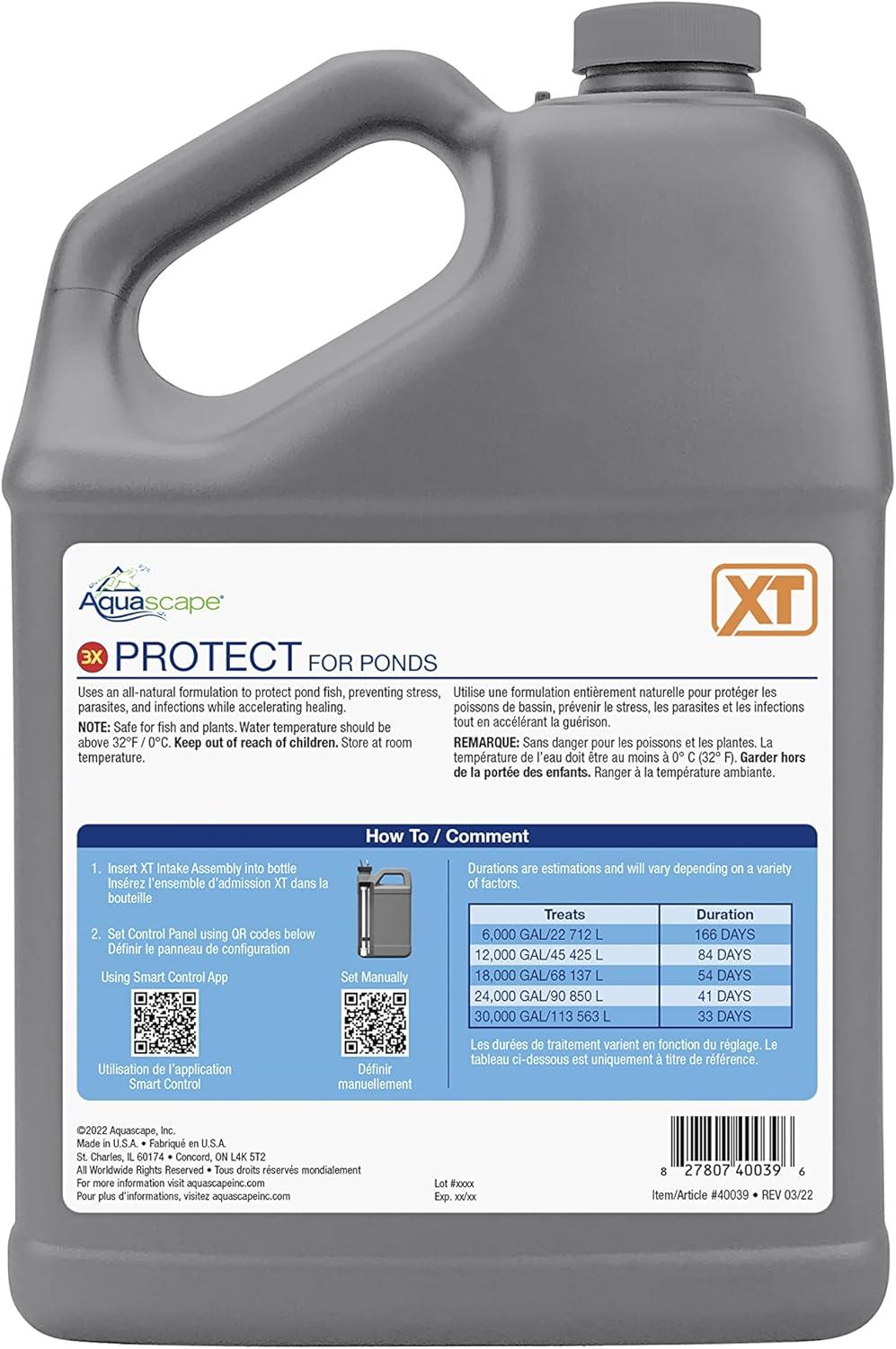 Aquascape 3X Protect Water Treatment for Smart Pond Dosing System XT, 64 oz. / 1.89L, 40038(1 Gal)