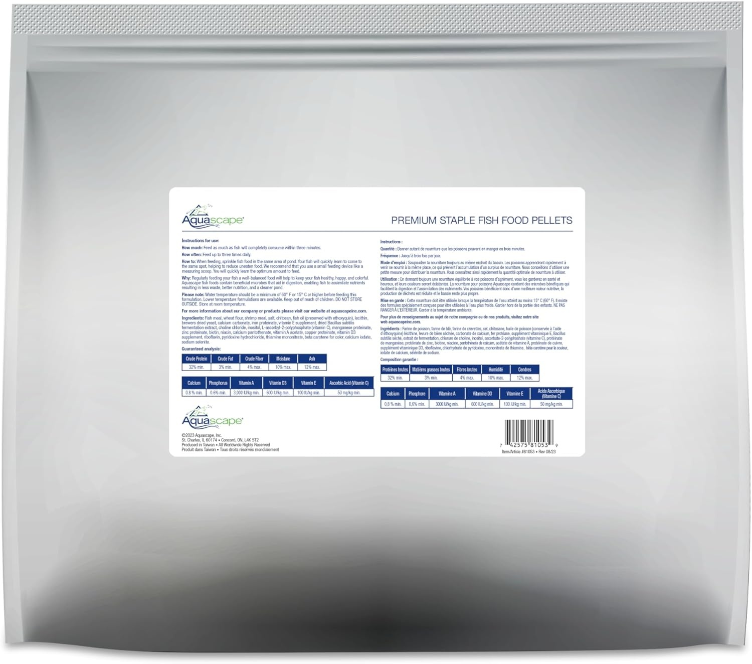 Aquascape Premium Staple Pond and Koi Fish Food, Mixed Pellet Size, 1.1 Pound (500 g), 81050(11 Pound (Pack of 1))