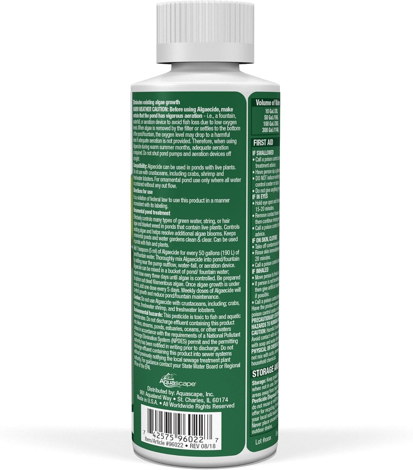 Aquascape Algaecide for Pond, Waterfall, and Water Features, 2.5-Gallon, 96053(8 oz / 236 ml)