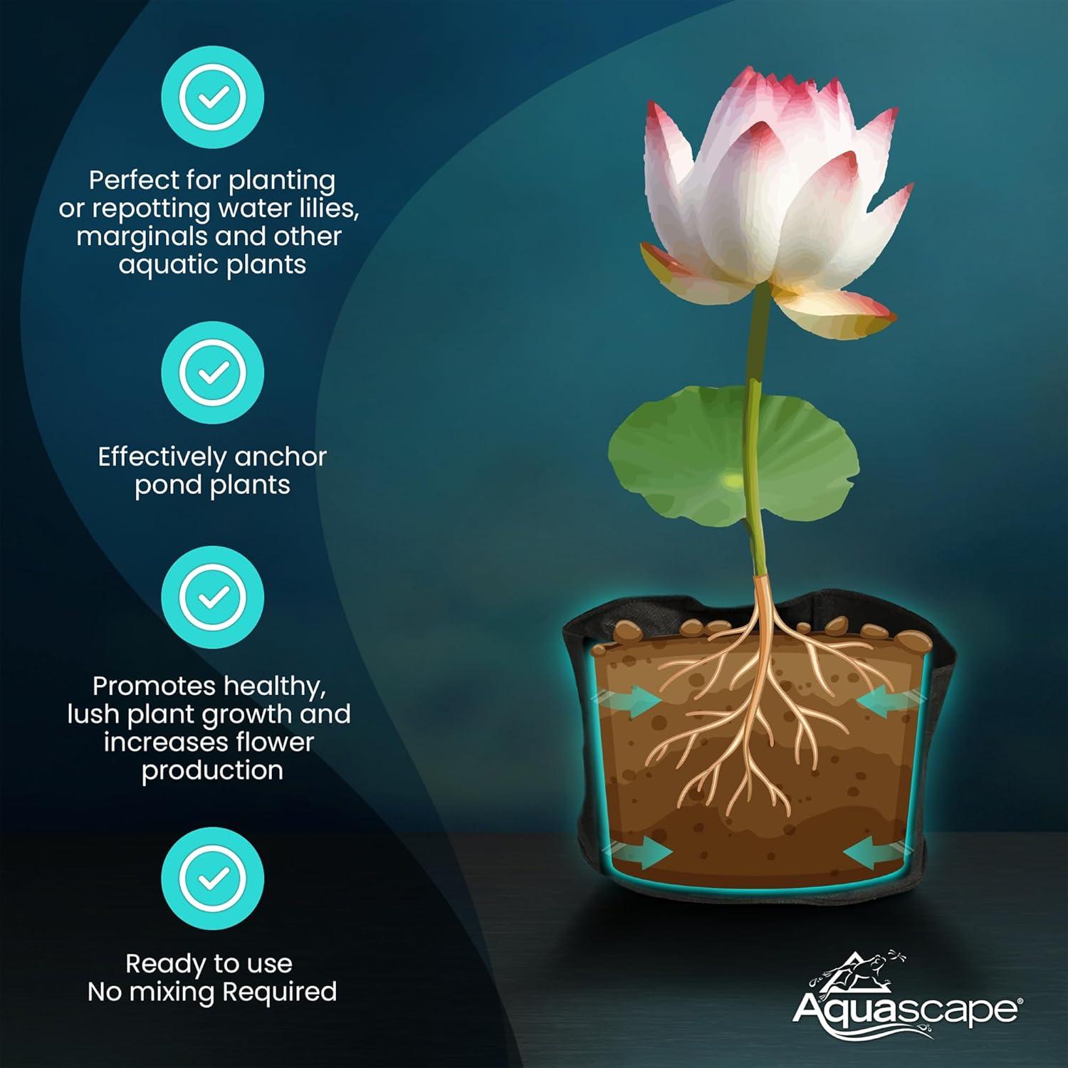 Aquascape Pond Plant Potting Media, Nutrient-Rich Aquatic Soil for Water Gardens, Supports Strong Root Growth, 215 Cubic Inches, 89002(432 cubic inches)