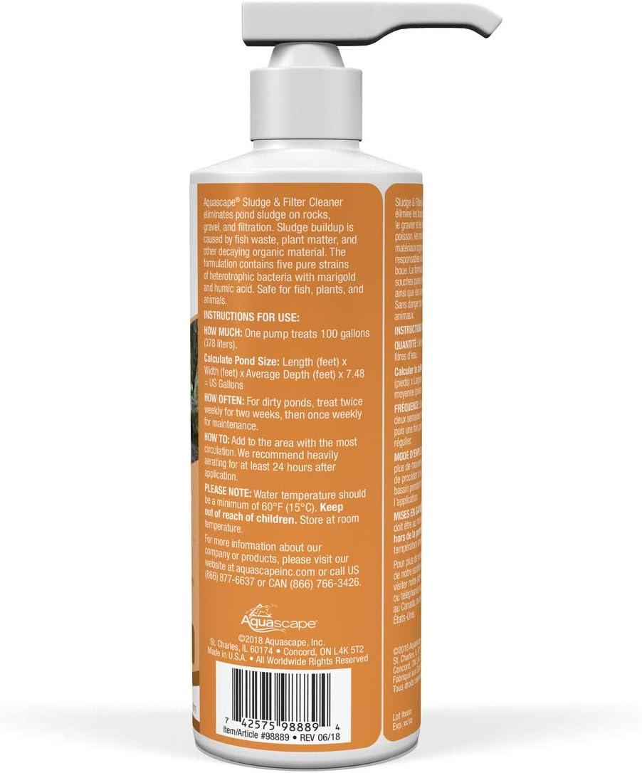 Aquascape 98891 Sludge and Filter Cleaner Treatment Liquid 1 Ltr/33.8 oz for Pond Water Feature Waterfall and Garden(236-ml / 8-oz)