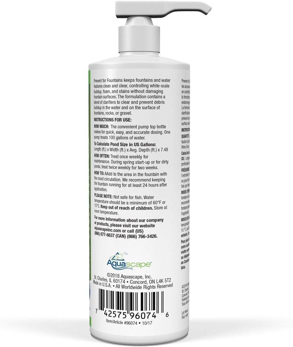 Aquascape Prevent Water Treatment for Fountains, Waterfalls, Rock and Gravel, Prevent White-Scale Buildup, Stains, Foam and Other Unsightly Water Conditions | 4 (16-Ounces)(16-ounces)