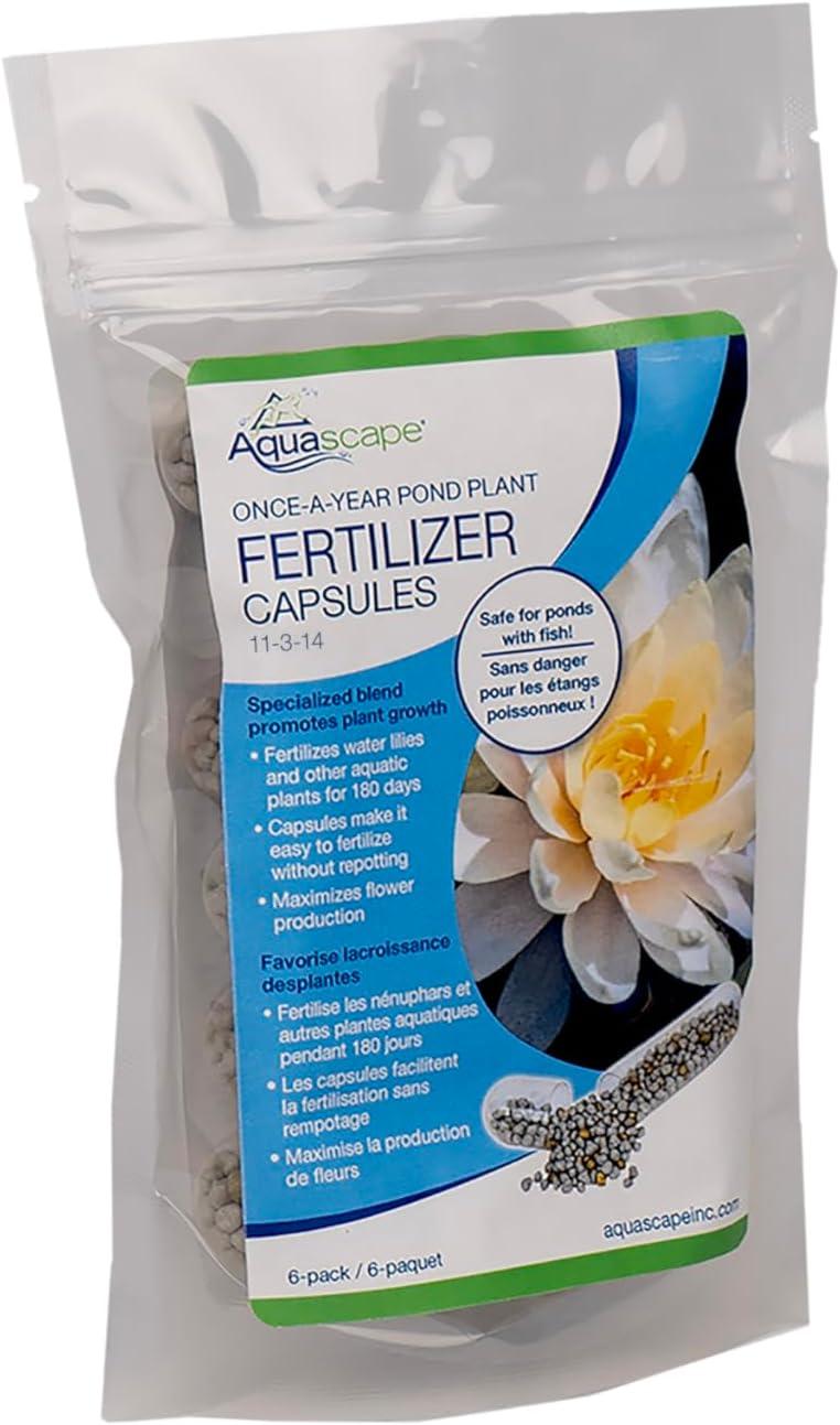 Aquascape Once-A-Year Pond Plant Fertilizer Capsules, 6-Pack, Easy Annual Feeding for Aquatic Plants, Safe for Fish, 89010(Capsules)