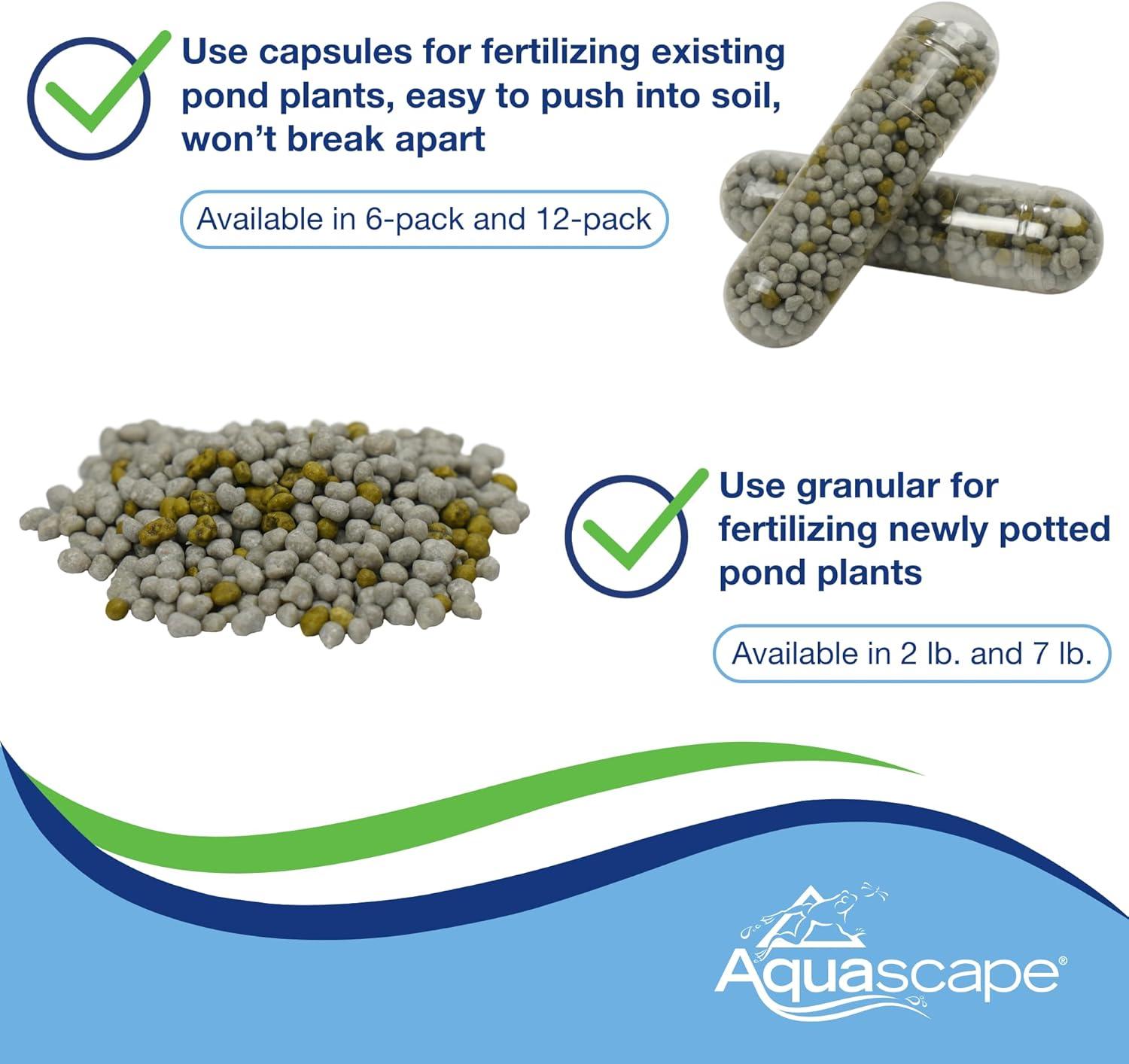 Aquascape Once-A-Year Pond Plant Fertilizer Capsules, 6-Pack, Easy Annual Feeding for Aquatic Plants, Safe for Fish, 89010(Capsules)