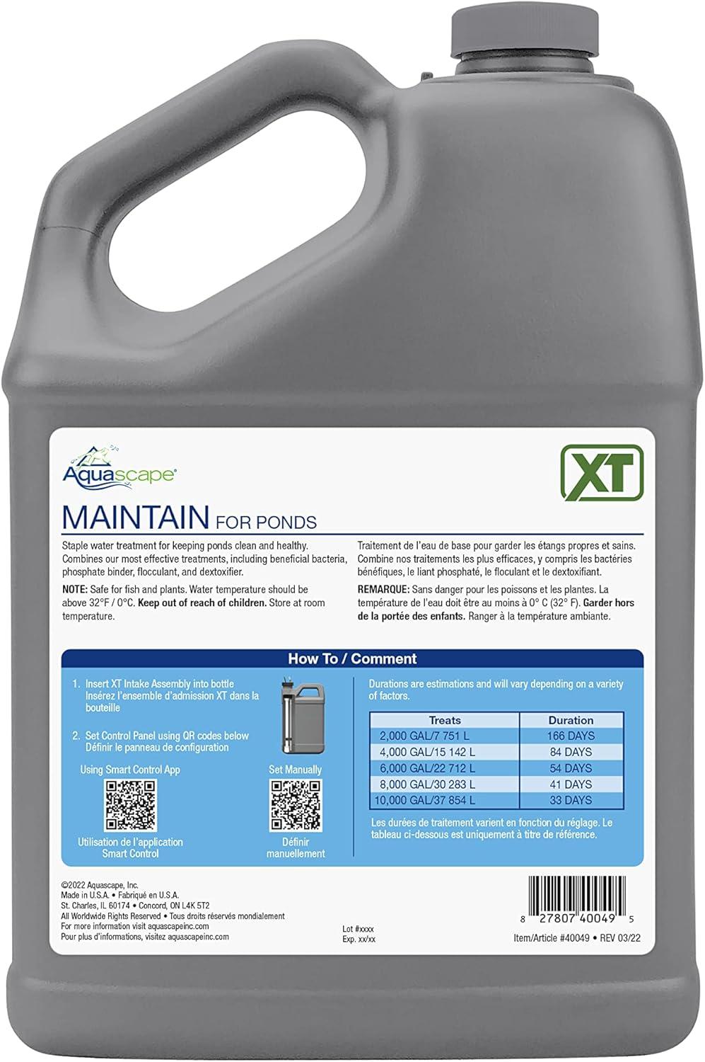 Aquascape Maintain Water Treatment for Smart Pond Dosing System XT, 1 Gal / 3.78L, 40049(1 gallon)