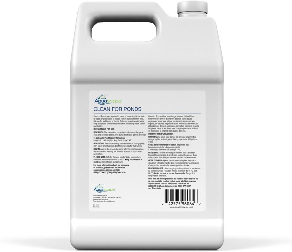 Aquascape Clean Water Treatment for Koi and Fish Ponds, Optimize Water Clearity and Quality, Easy to Use, Powerful Blend of Heterotrophic Bacteria, 32 Ounce / 946-ml, 96063(1-gallon)