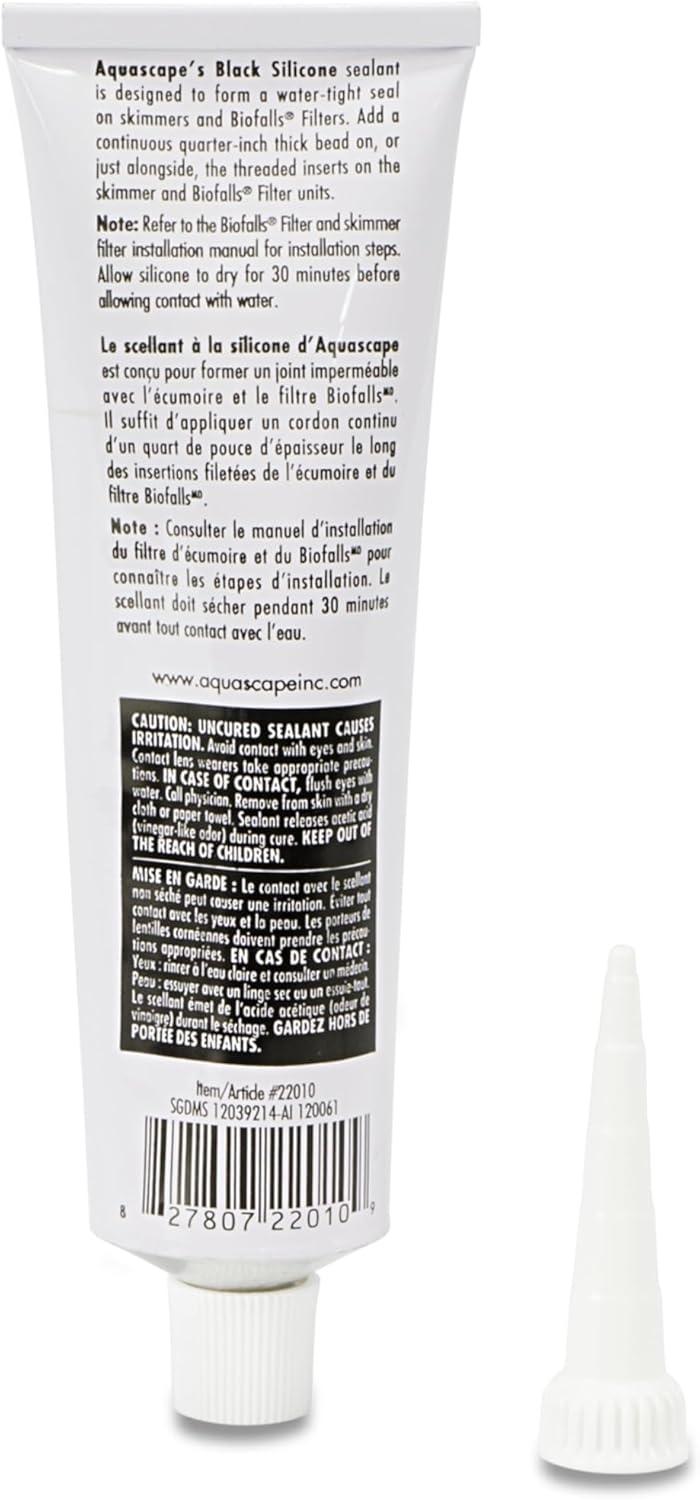 Aquascape Black Silicone Sealant – Fish-Safe Waterproof Silicone for Ponds, Aquariums, Terrariums, and Home Repairs, 4.7 oz Tube, 22010(Black)