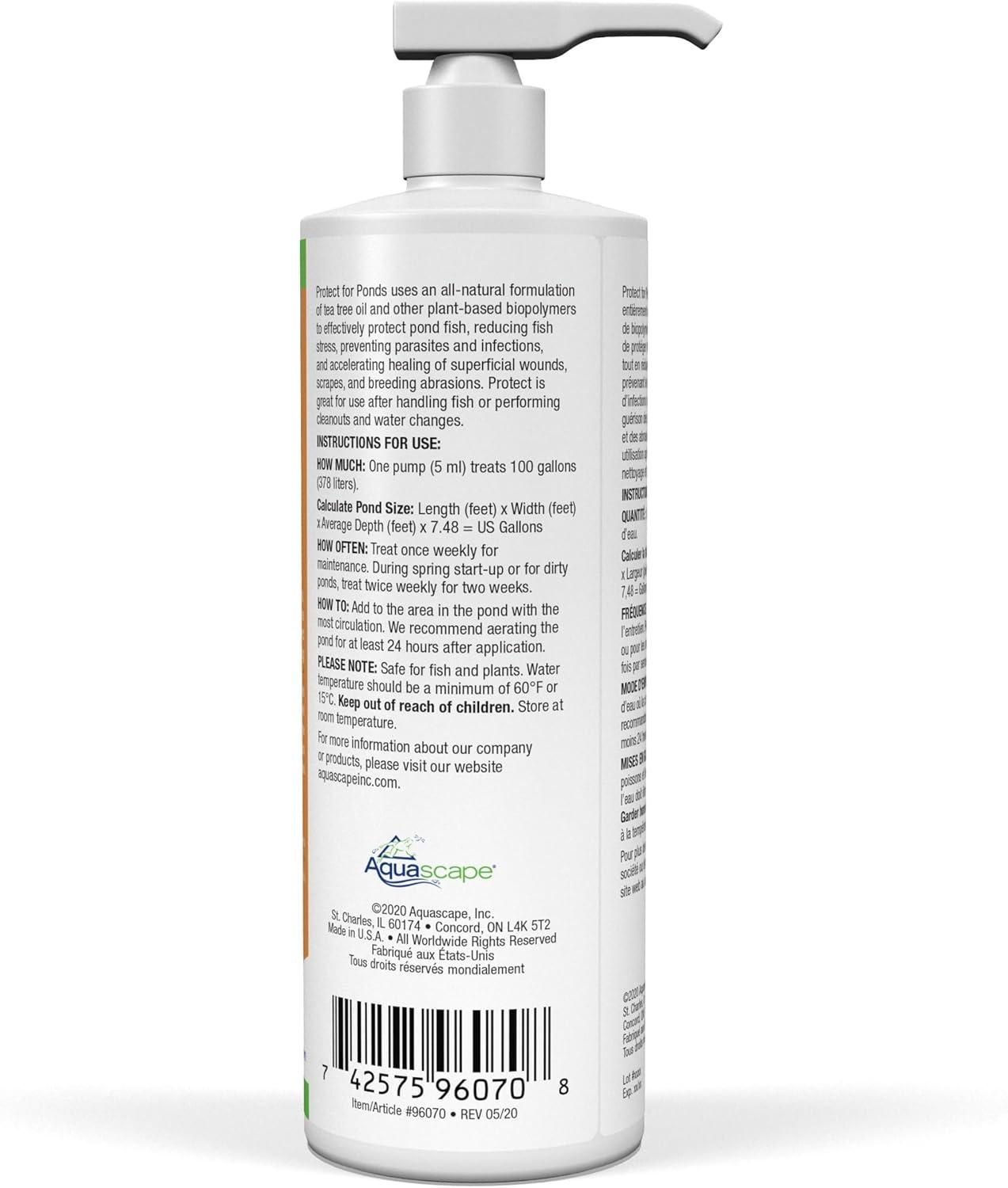 Aquascape Protect Water Treatment Koi and Fish Ponds, Formulation Effectively Reduces Fish Stress and Promotes Fish Health | 4 (16-Ounces)