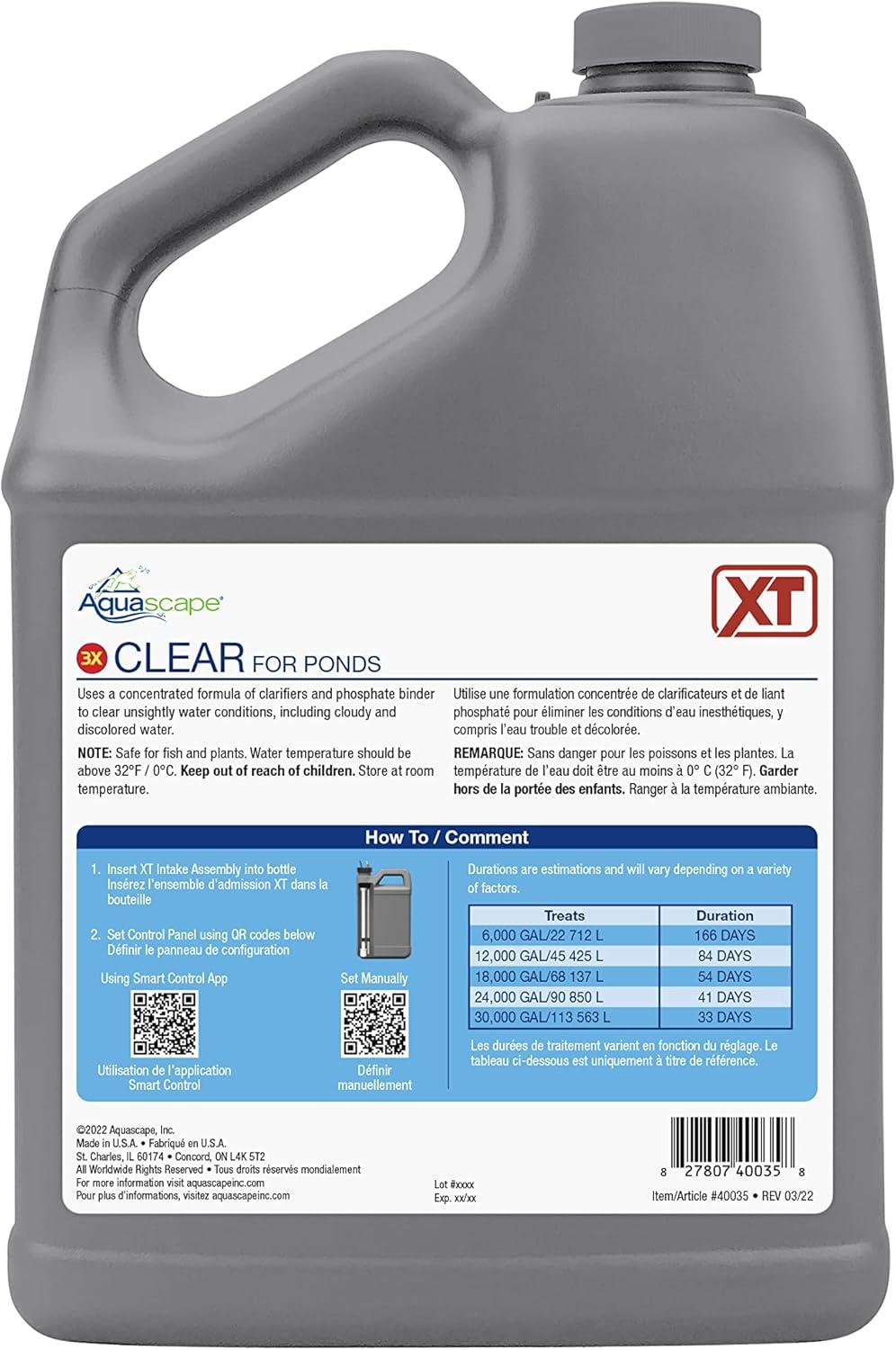 Aquascape 3X Clear Water Treatment for Smart Pond Dosing System XT, 1 Gal / 3.78L, 40035(1 Gal)
