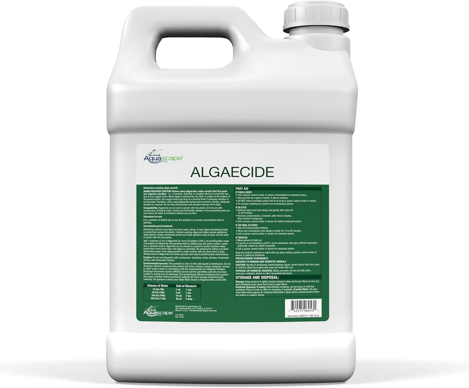Aquascape Algaecide for Pond, Waterfall, and Water Features, 2.5-Gallon, 96053(2.5 Gallons / 9.46 L)