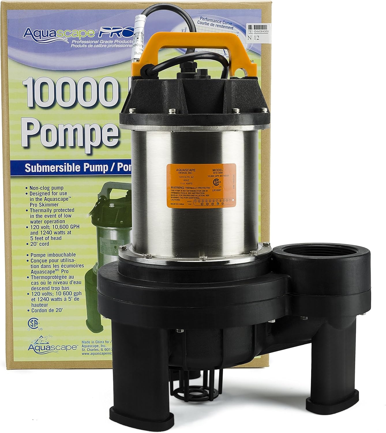 Aquascape 20006 AquascapePRO 10000 GPH Solids Handling Skimmer and Pondless Waterfall Vault Pump for Water Feature and Garden