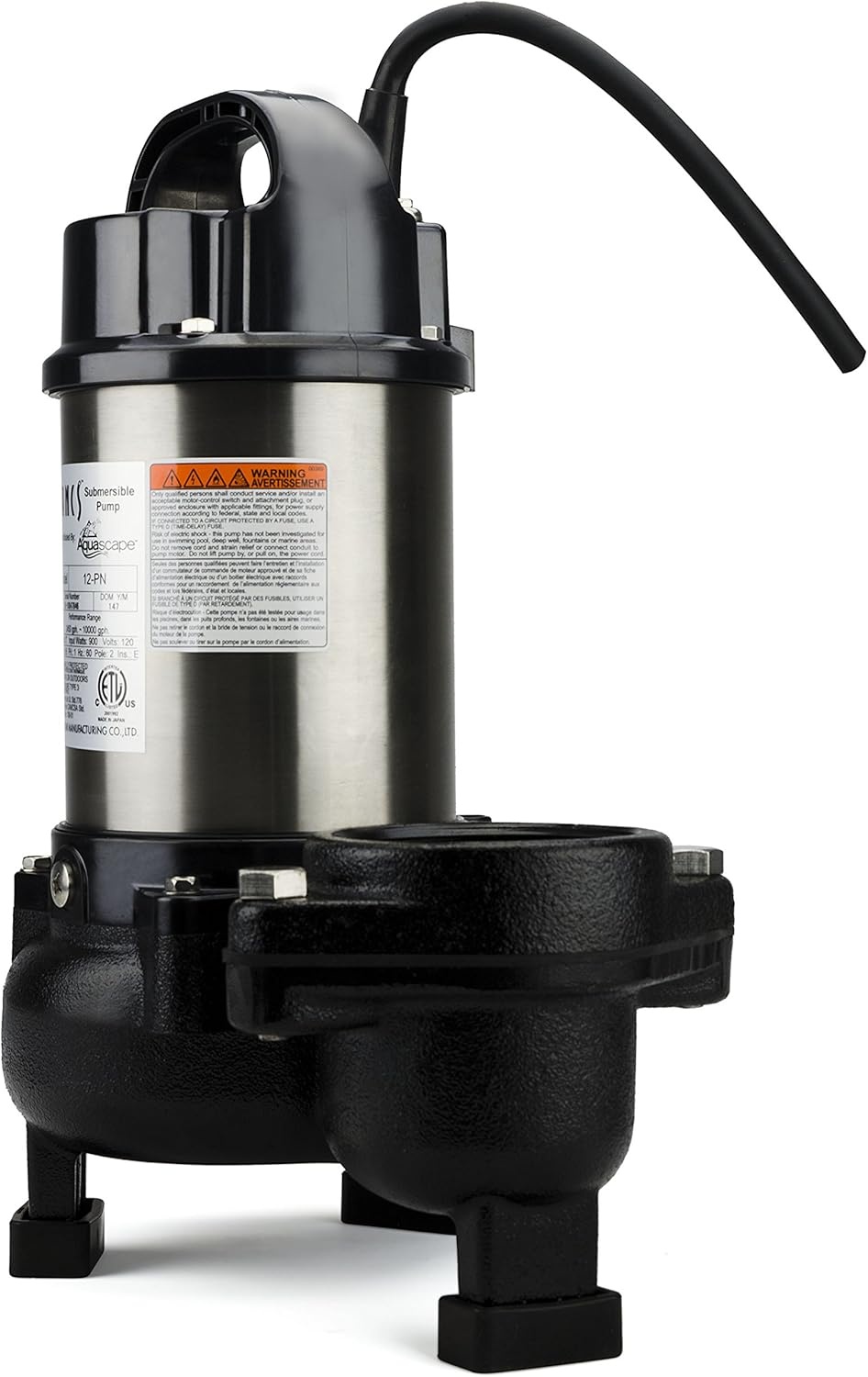 Aquascape Tsurumi 12PN Submersible Pump for Ponds, Skimmer Filters, and Pondless Waterfalls, 10,000 GPH | 30391(Submersible Pond & Waterfall Pump)