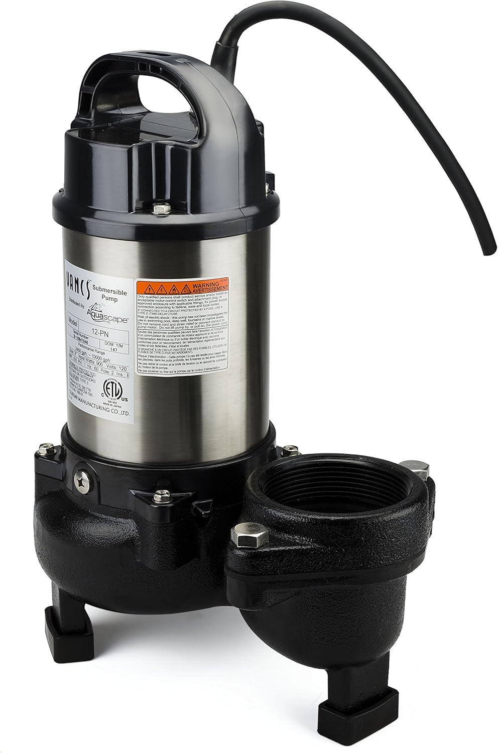 Aquascape Tsurumi 12PN Submersible Pump for Ponds, Skimmer Filters, and Pondless Waterfalls, 10,000 GPH | 30391(Submersible Pond & Waterfall Pump)