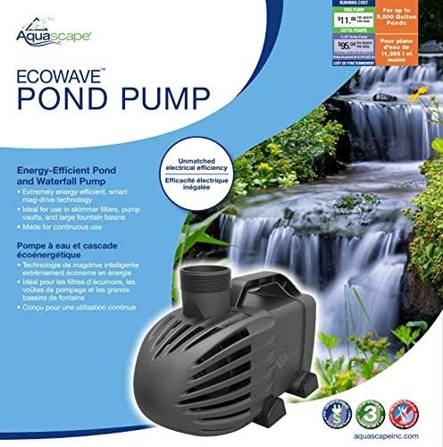 Aquascape EcoWave 5000 GPH Pond and Waterfall Pump, Mag-Drive, Quiet, Efficient, Compact | 91134(2000)